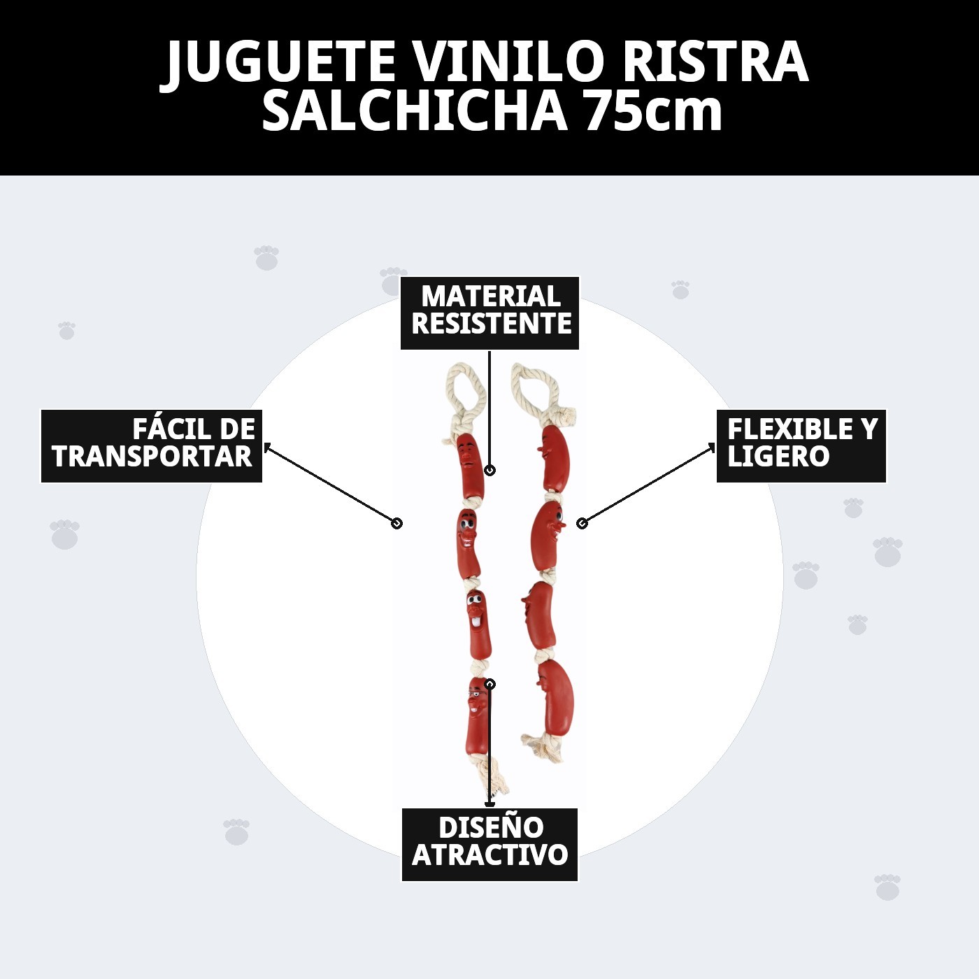 JUGUETE VINILO RISTRA SALCHICHA 75cm