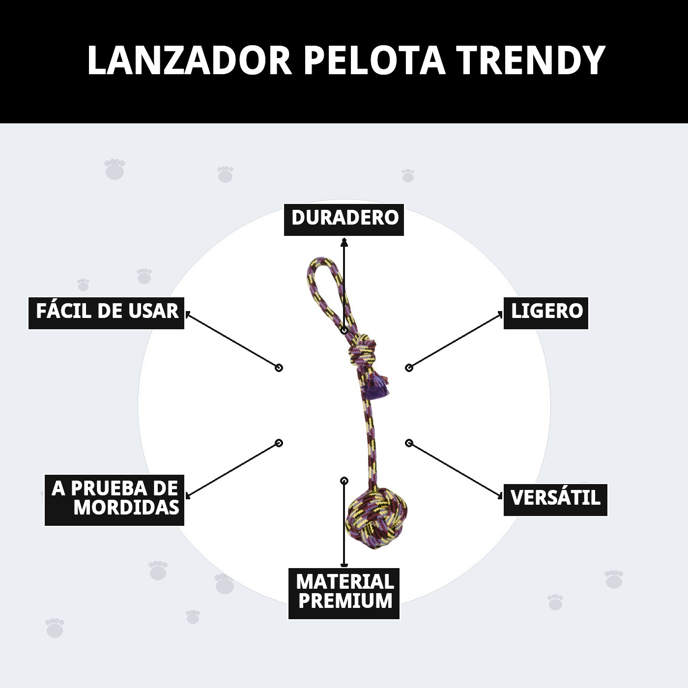 Lanzador Pelota Trendy Moly | Juguete Resistente para Lanzar Más Lejos y Divertir a tu Perro