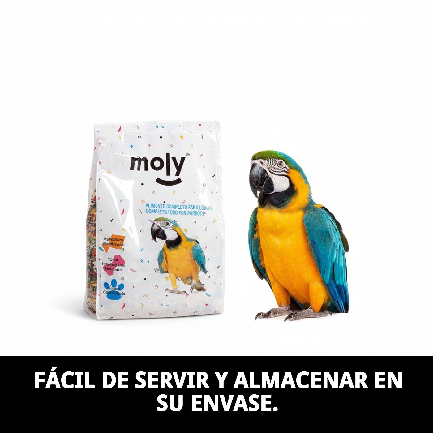 MIXTURA LOROS Y COTORRAS MOLY 600 GR