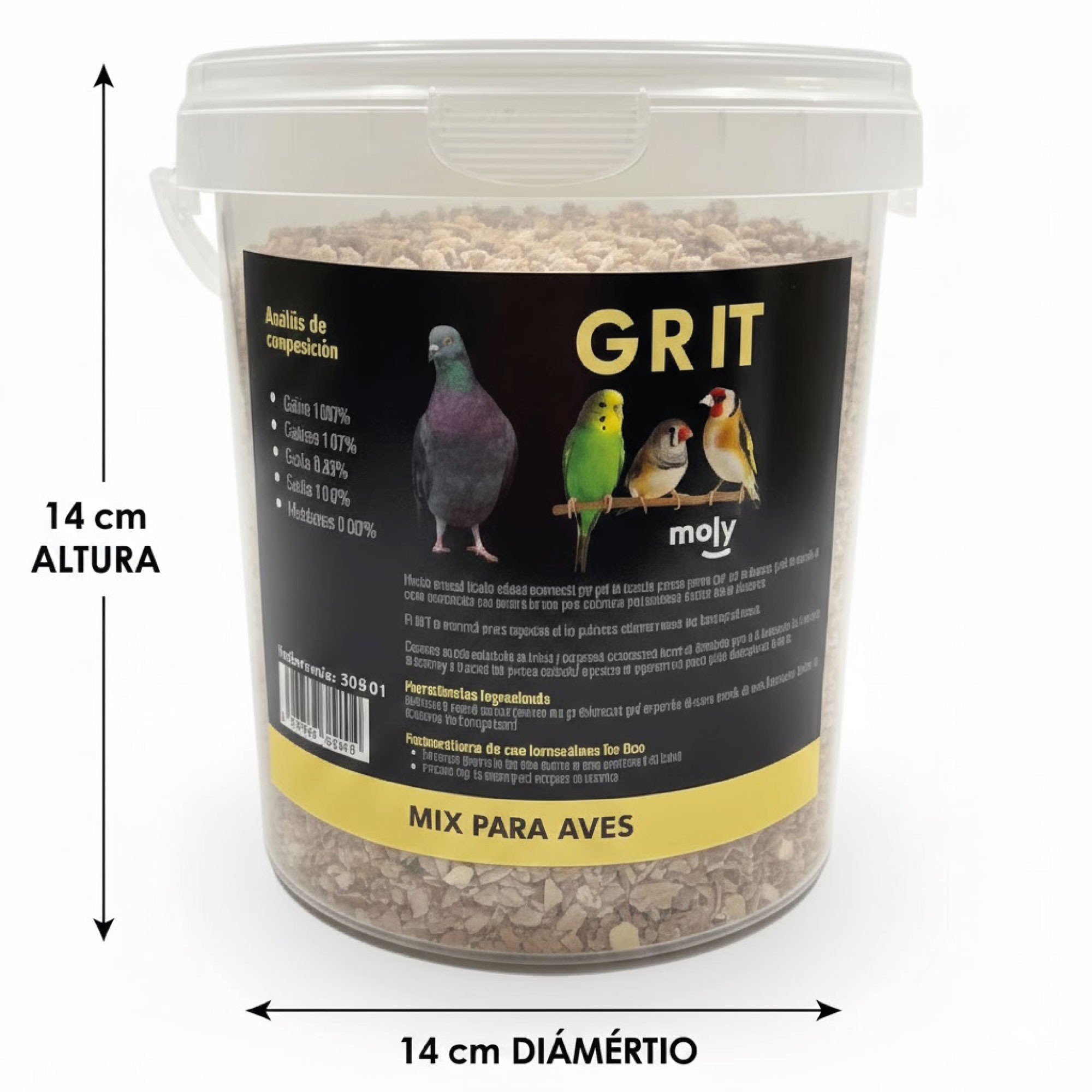 MOLY Grit para Pájaros 1400 g – Mezcla Natural de Conchas de Mar, Piedra Roja y Semillas de Anís