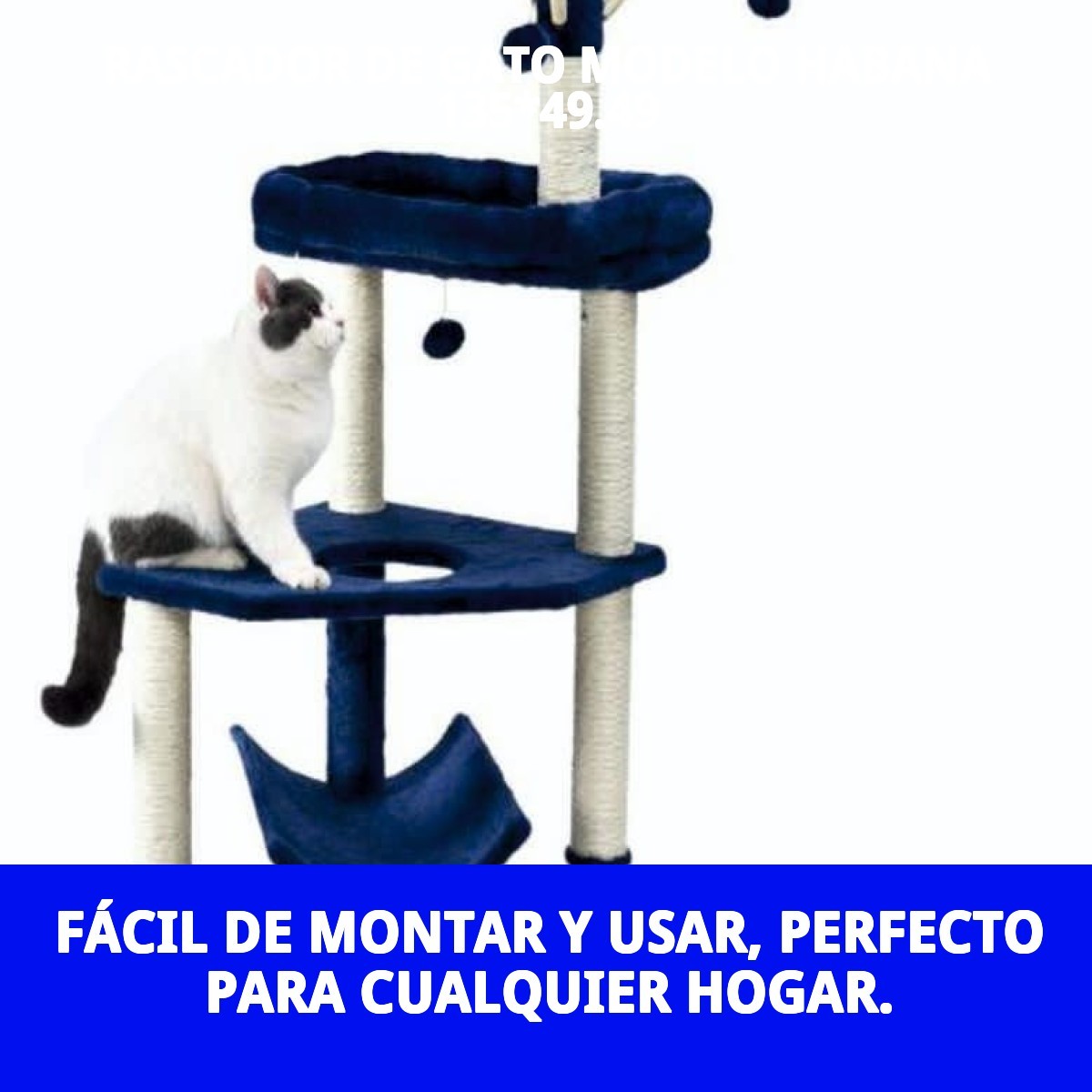 Moly Rascador para Gatos Modelo Habana – 135 x 49 x 49 cm – Árbol Rascador de Gato con Múltiples Niveles