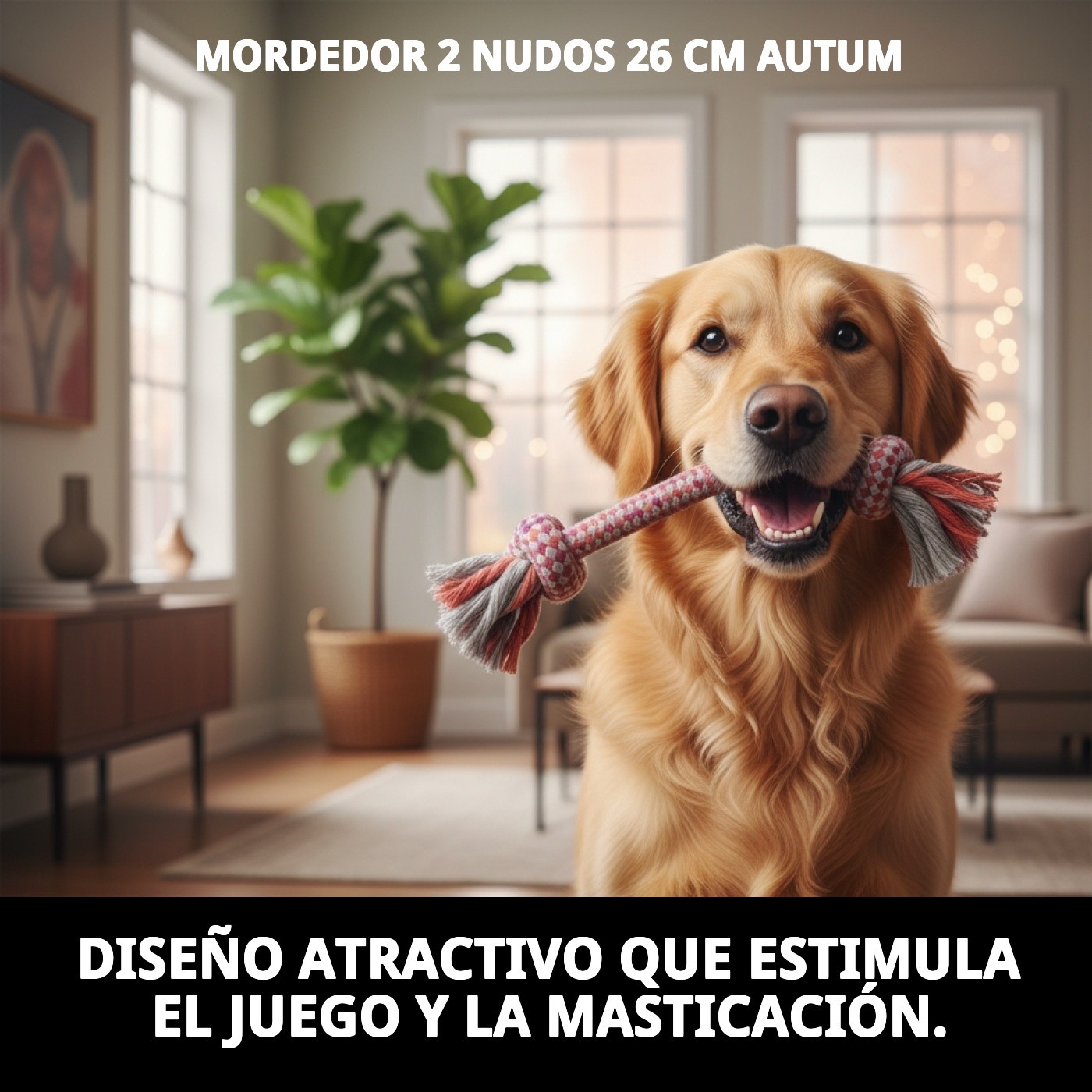 Mordedor 2 Nudos Autumn 26 cm Extragrueso Moly | Cuerda Resistente para Perros con Gran Fuerza de Mordida
