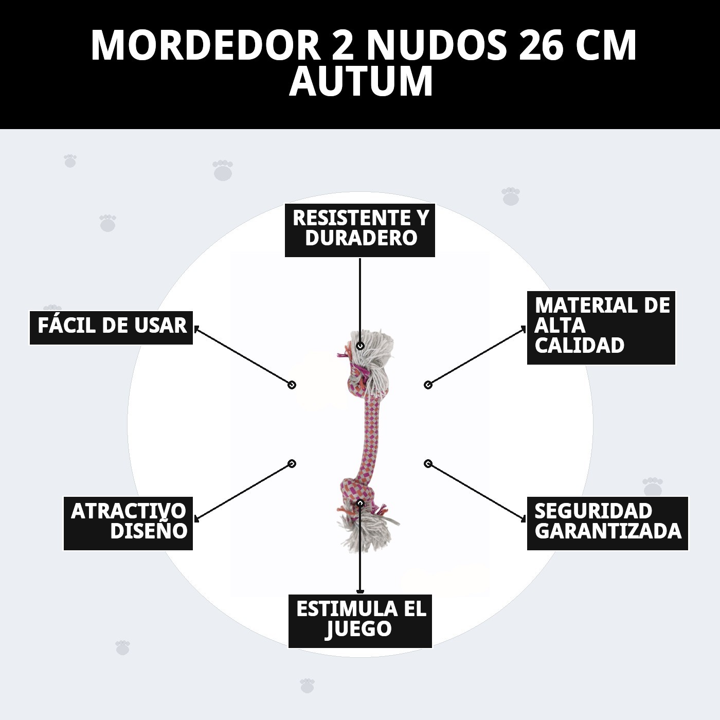 Mordedor 2 Nudos Autumn 26 cm Extragrueso Moly | Cuerda Resistente para Perros con Gran Fuerza de Mordida