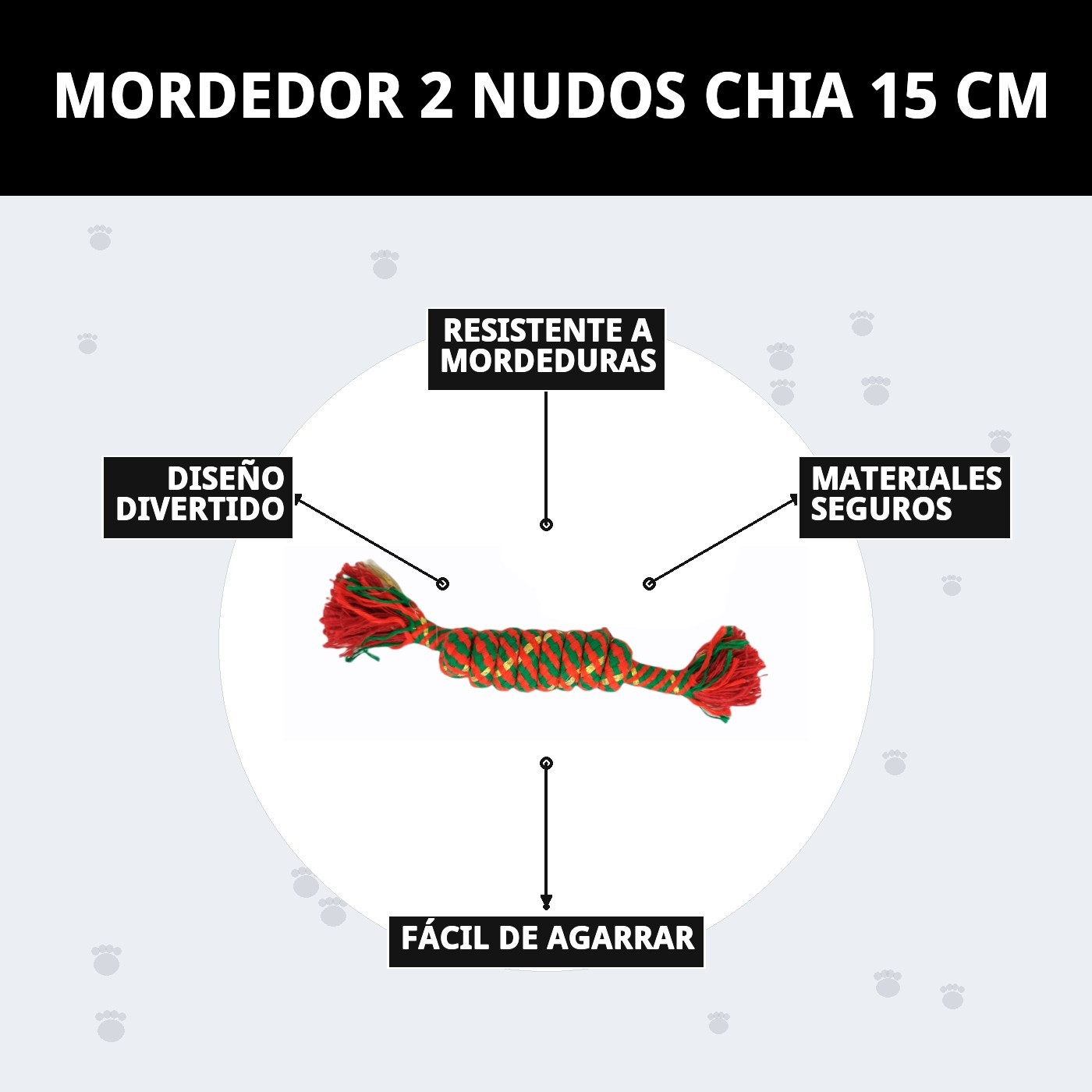 Mordedor 2 Nudos Chia 15 cm Moly | Cuerda Resistente para Morder y Jugar Perros Pequeños