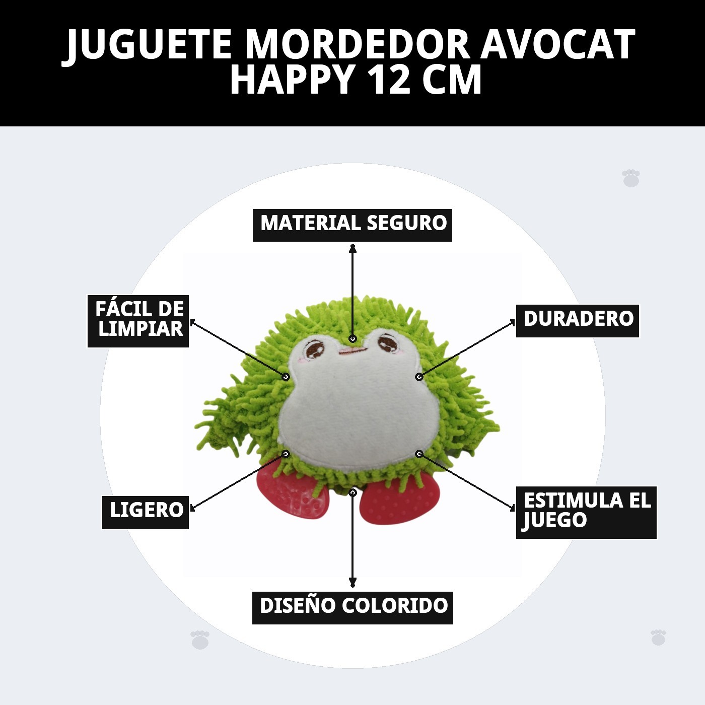 Mordedor Avocat Happy para Perros 12 cm Moly | Juguete Suave, Divertido y Perfecto para Cachorros