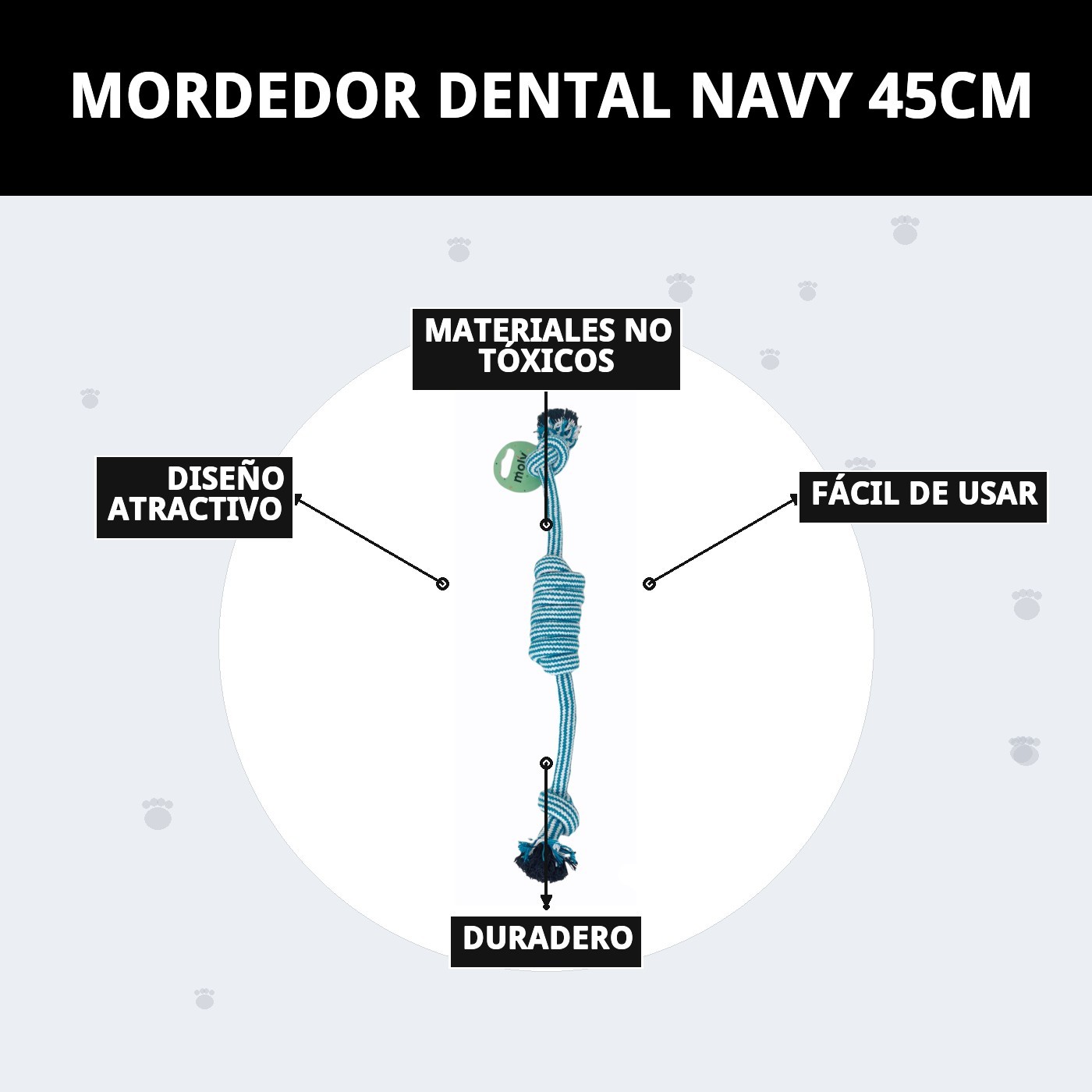 Mordedor Dental Navy 45 cm Moly | Juguete Resistente para Cuidado Dental y Juego Activo