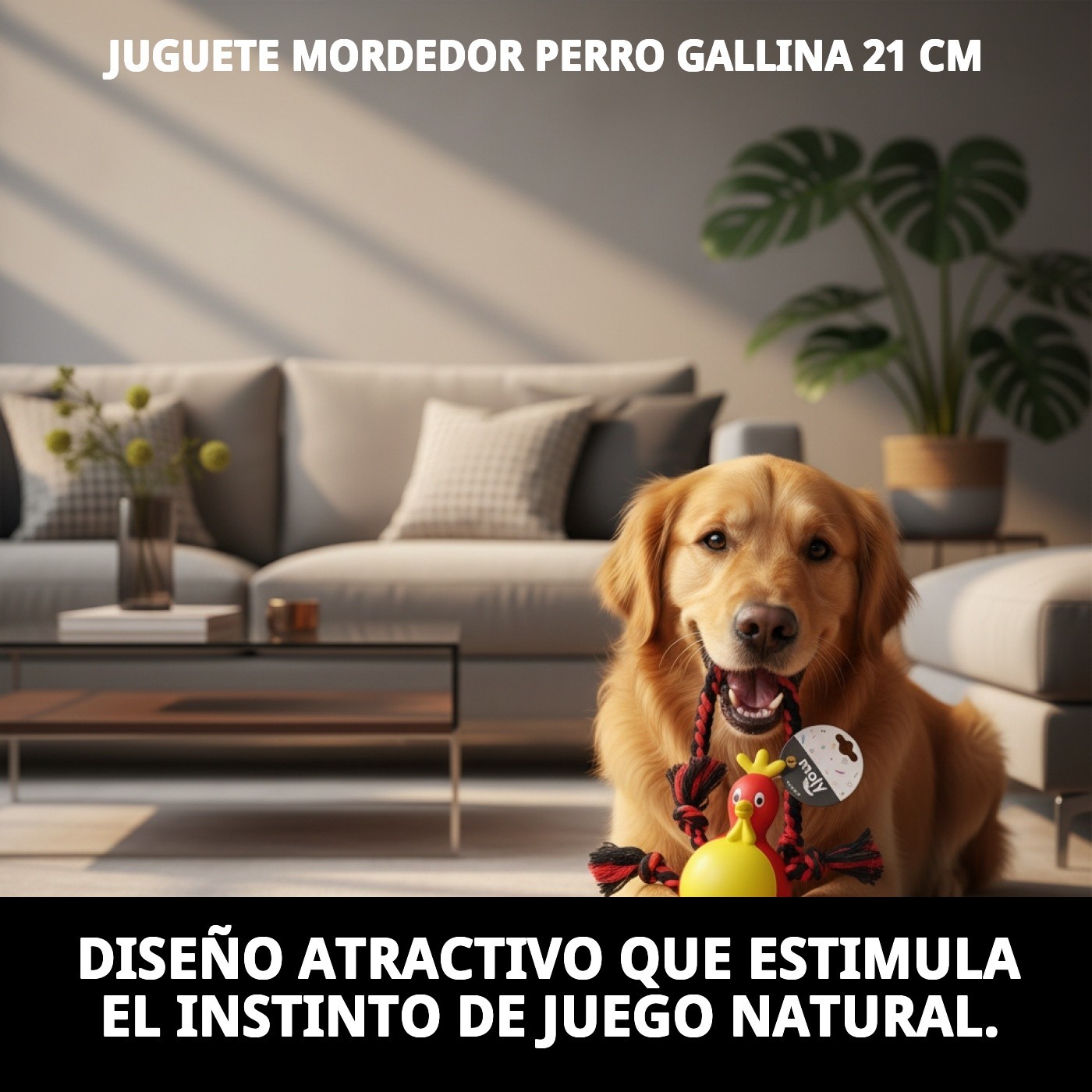 Mordedor Gallina para Perros 21 cm Moly | Juguete Resistente, Divertido y Estimulante