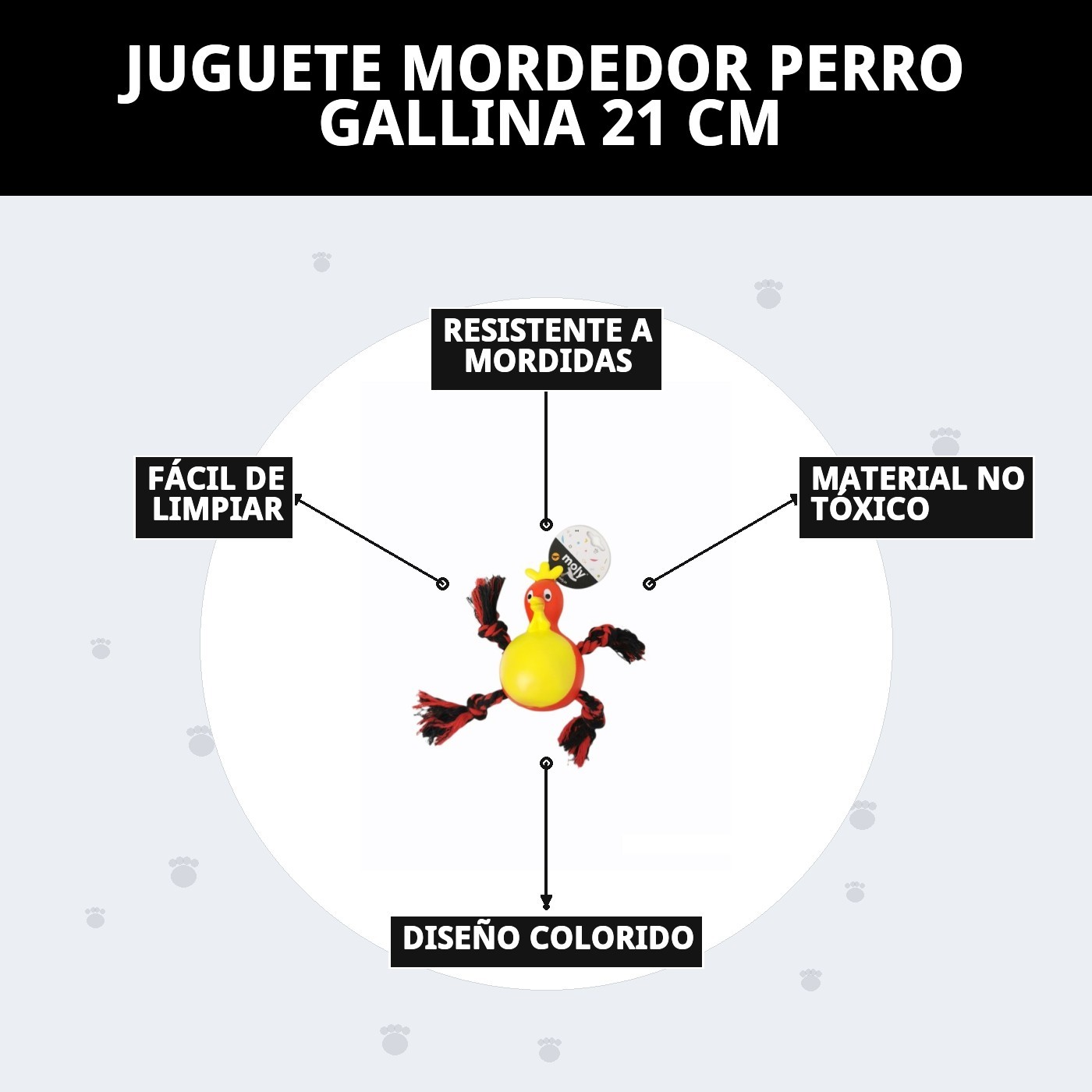 Mordedor Gallina para Perros 21 cm Moly | Juguete Resistente, Divertido y Estimulante