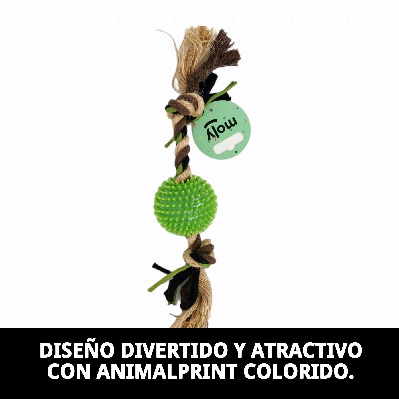 Mordedor Limpia Encías TPR Animalprint Moly | Juguete Resistente para Cuidado Dental y Masticación