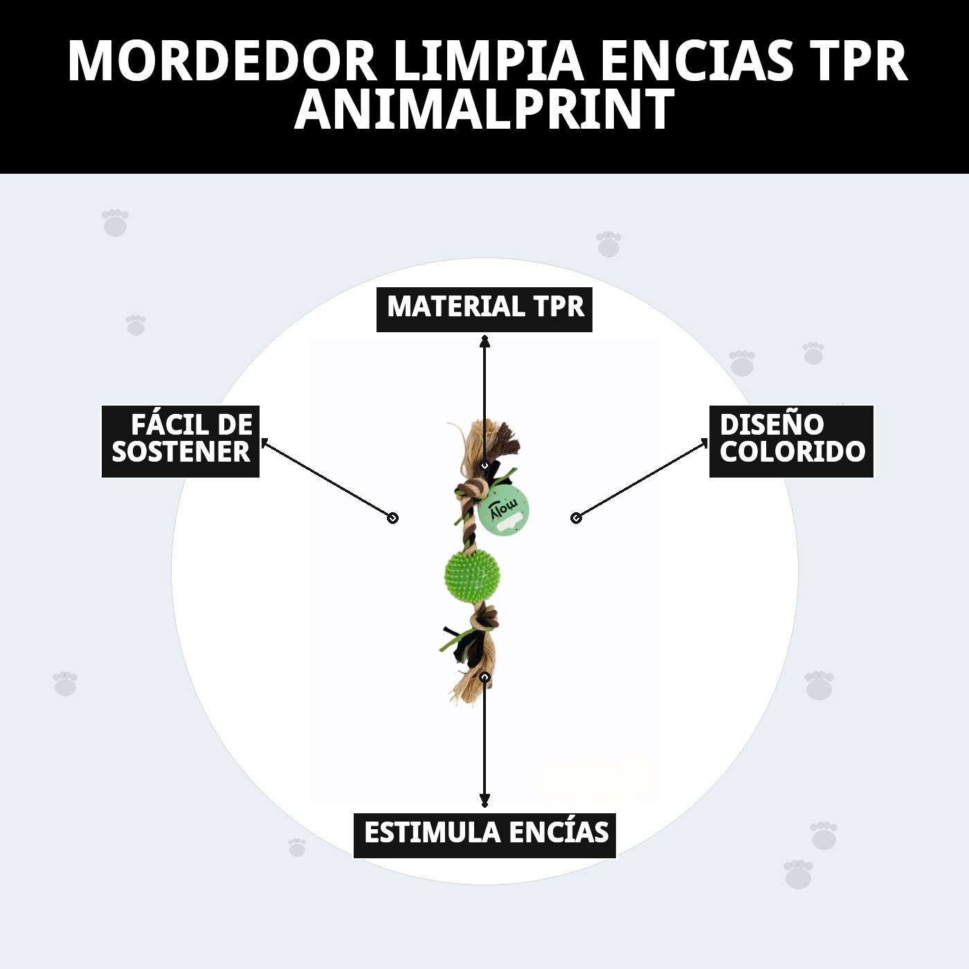 Mordedor Limpia Encías TPR Animalprint Moly | Juguete Resistente para Cuidado Dental y Masticación
