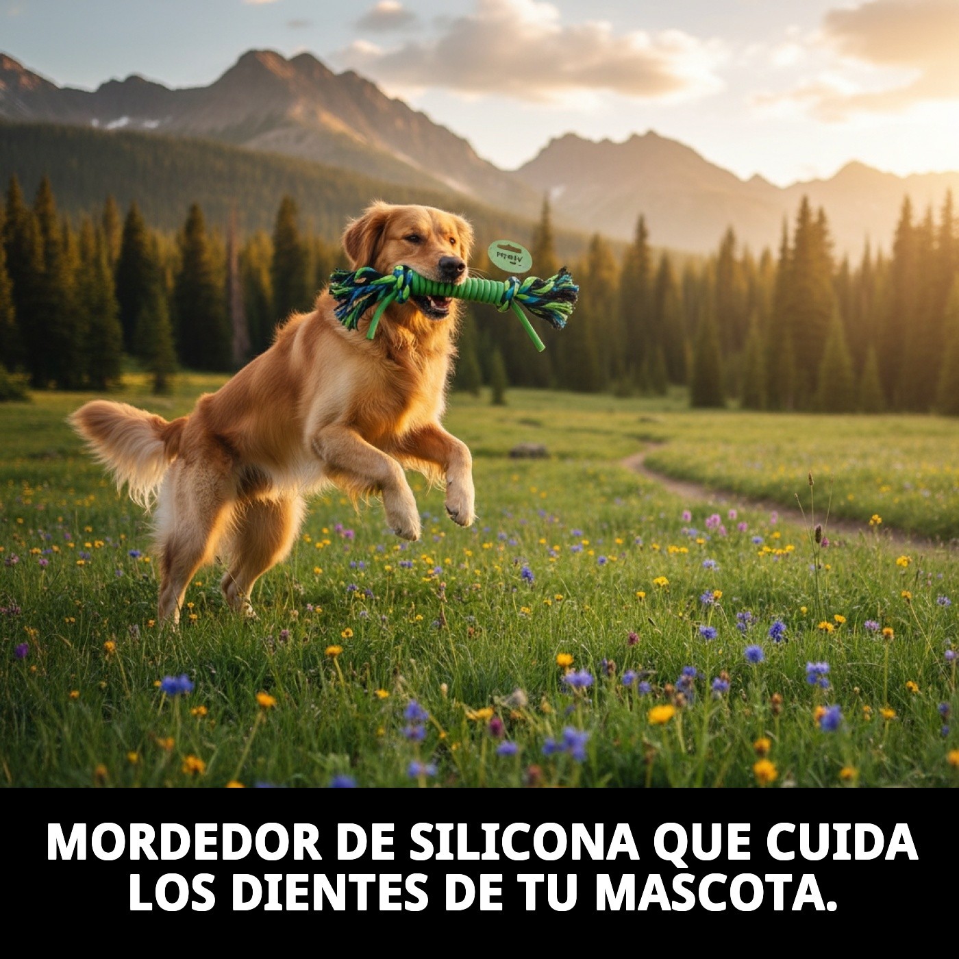 Mordedor para Perros de Silicona y Algodón 25 cm | Juguete Resistente y Limpia Dientes-Moly Calidad