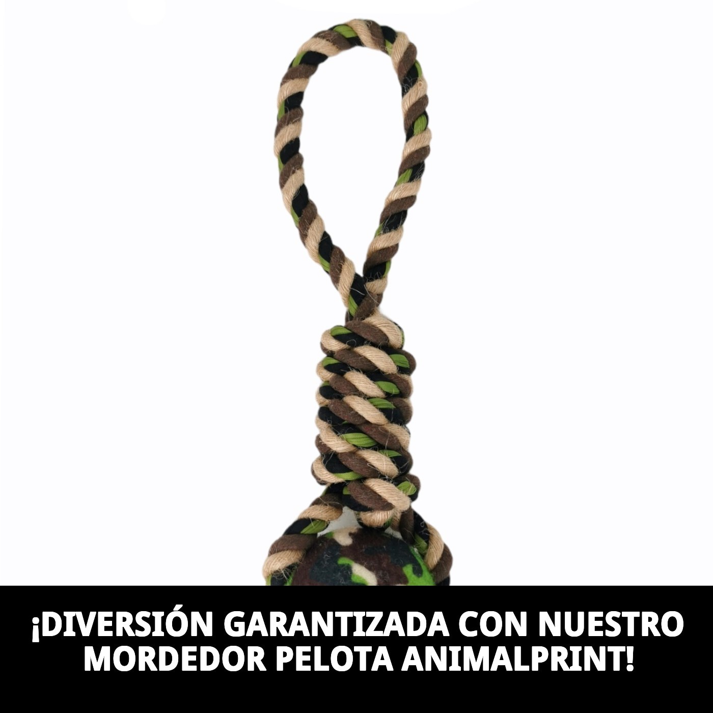 Mordedor Pelota Animalprint 33 cm Moly | Juguete Resistente con Cuerda para Morder y Jugar