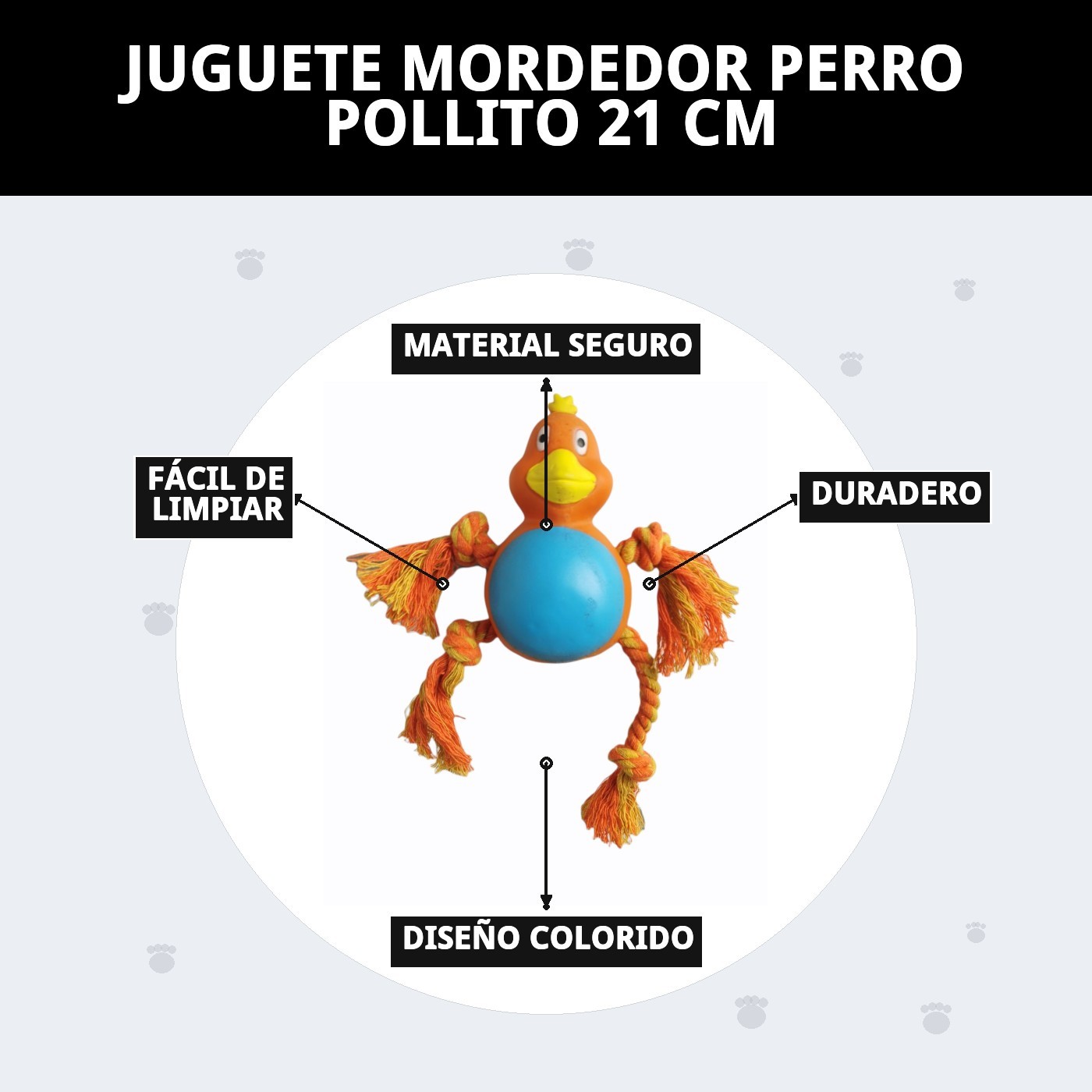 Mordedor Pollito para Perros 21 cm Moly | Juguete Resistente y Divertido para Masticar