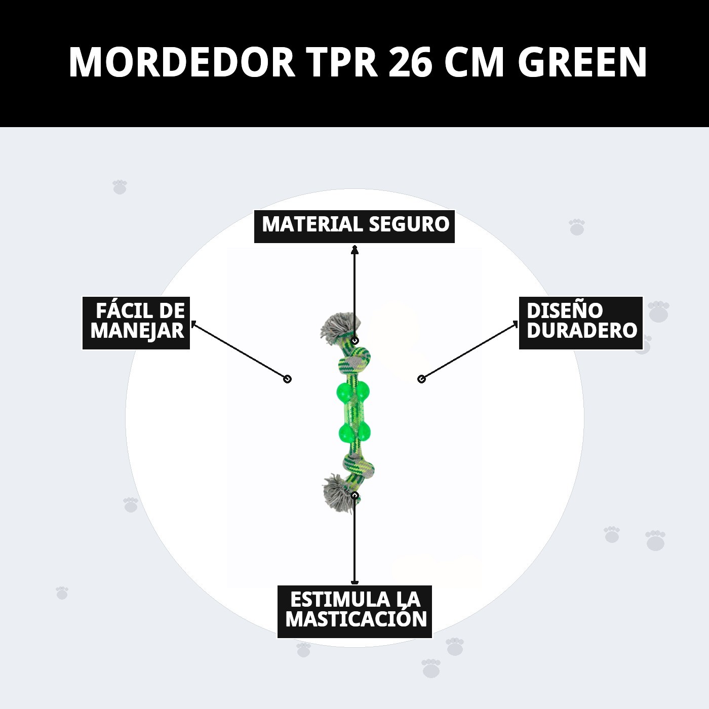 Mordedor TPR 26 cm Green Moly | Juguete Resistente para Masticar y Fortalecer la Mandíbula