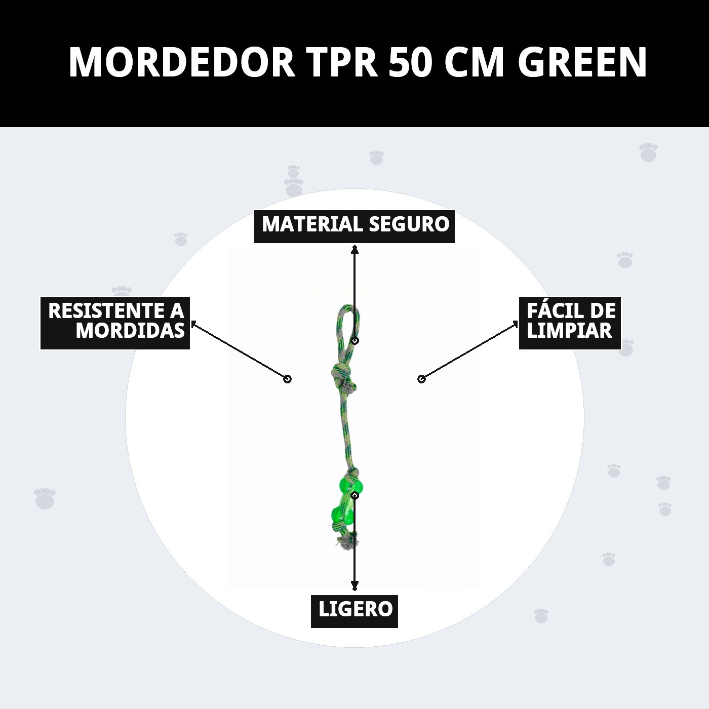 Mordedor TPR 50 cm Green Moly | Juguete XL Resistente para Perros Grandes y Muy Activos