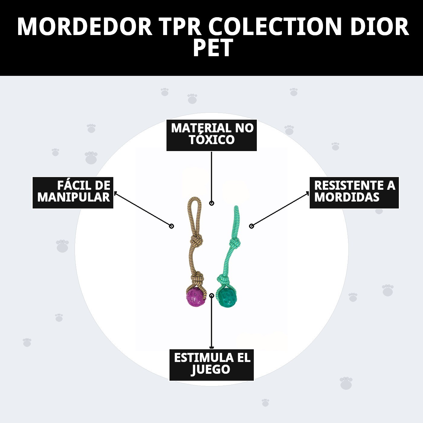 Mordedor TPR Collection Dior Pet Moly | Juguete Resistente, Elegante y Seguro para Perros