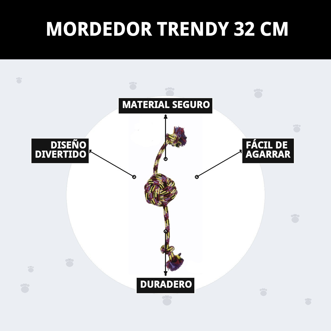 Mordedor Trendy 32 cm Moly | Juguete Resistente y Colorido para Masticar y Jugar