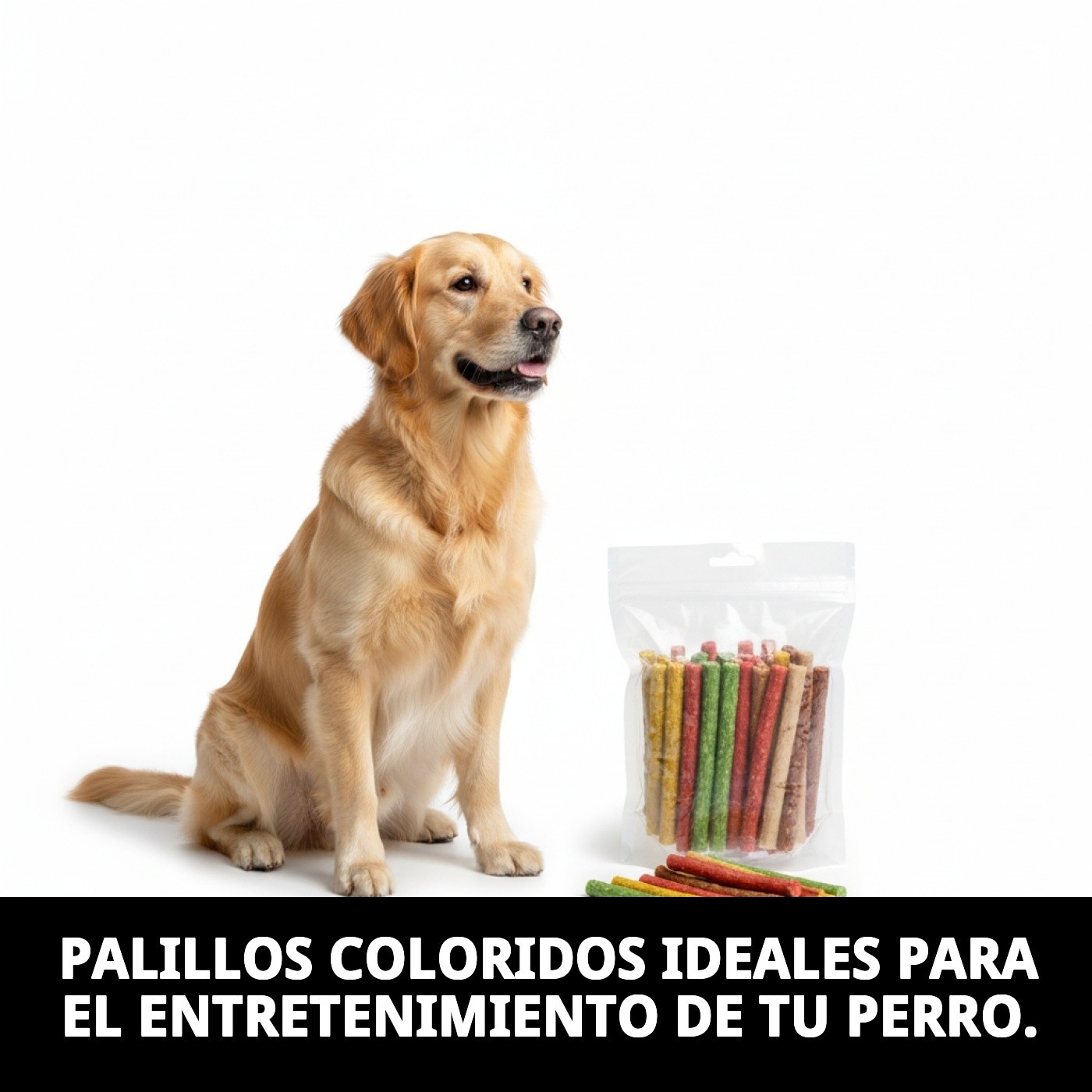 Munchy Moly Palillos de Colores 9/10 mm | Bolsa 100 Unidades | Snack Masticable para Perros