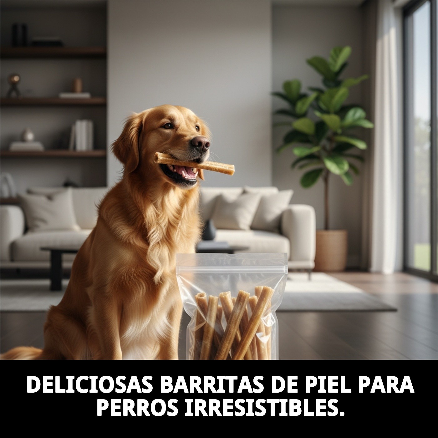 Palos de Piel 25 cm en Bolsa de 10 Unidades | Snack Natural y Resistente para Perros – Moly
