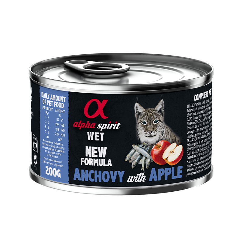 Paté para Gato Alpha Spirit de Anchoas y Manzana Roja – Alimento Húmedo Natural Sin Cereales 200 g