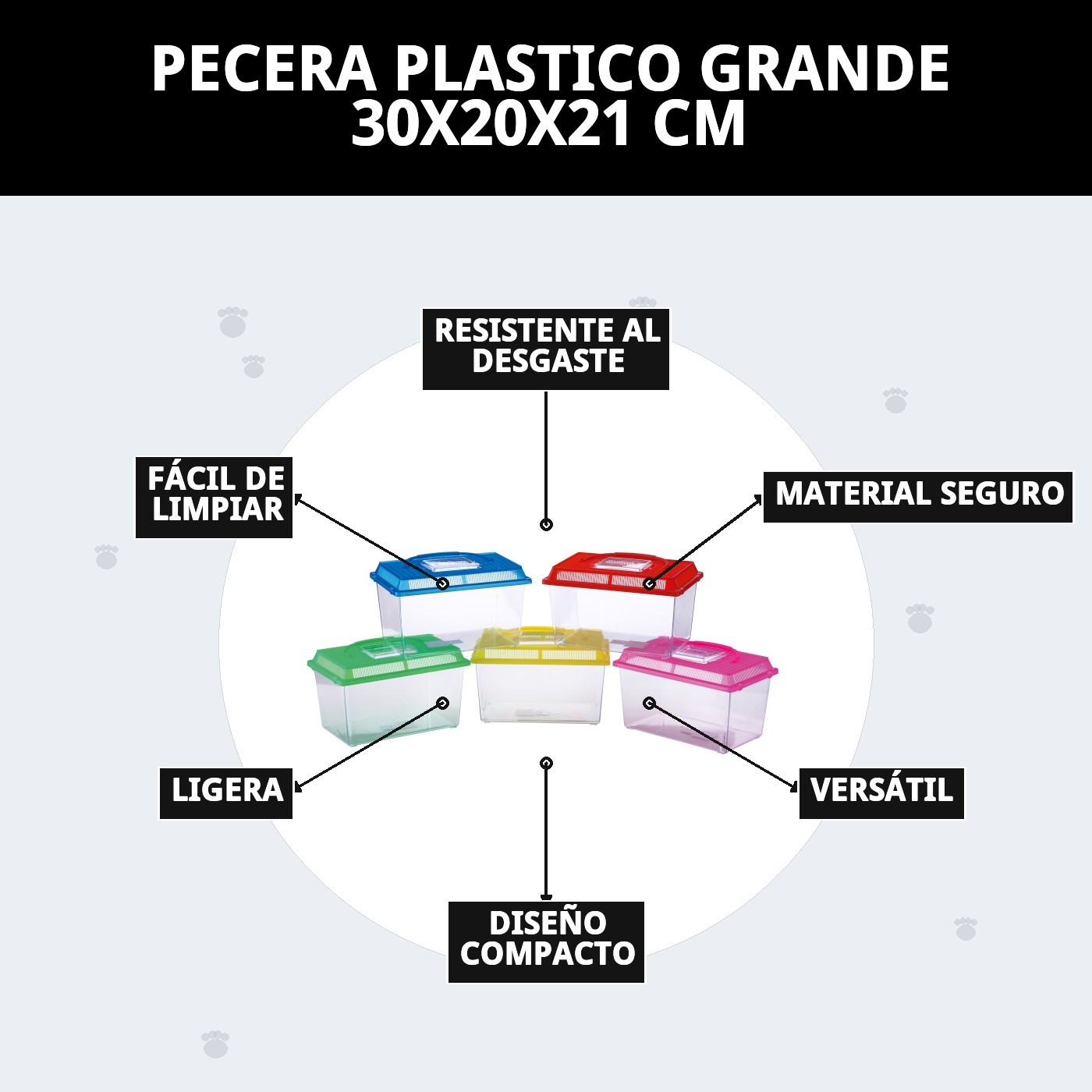 PECERA PLASTICO GRANDE 30X20X21 CM - 50407-3 U-BEI