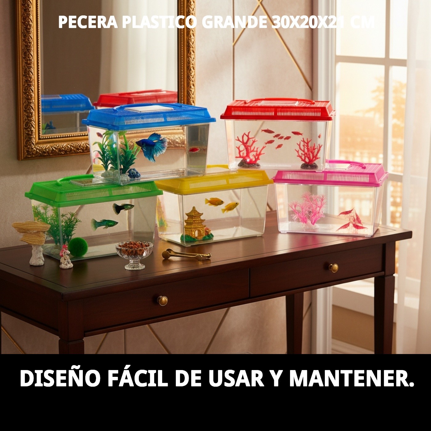 PECERA PLASTICO GRANDE 30X20X21 CM - 50407-3 U-BEI