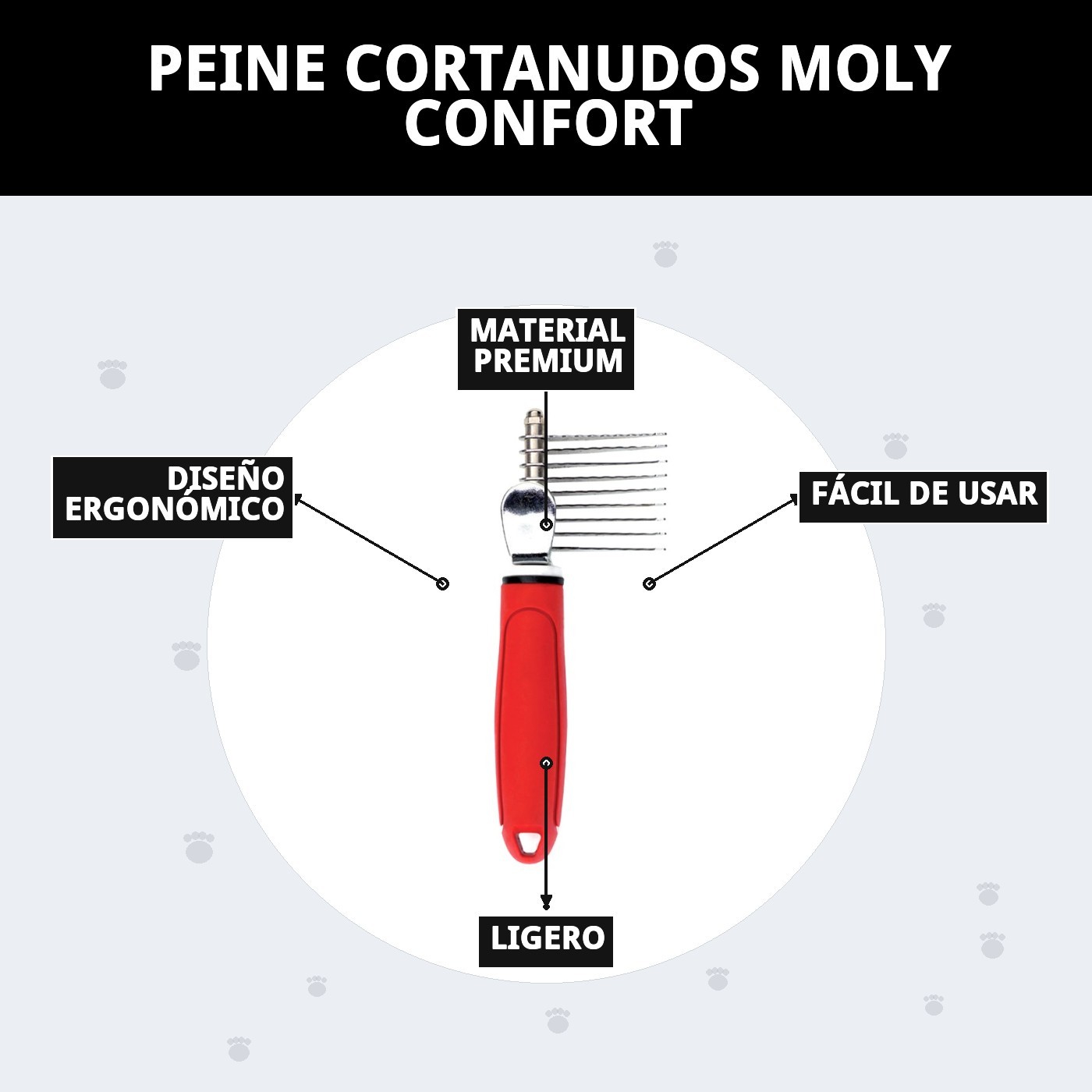 Peine Cortanudos Moly Confort | Herramienta Profesional para Eliminar Nudos y Desenredar sin Tirones