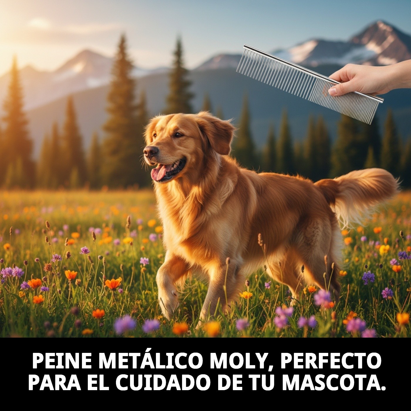 Peine Metálico Moly | Peine Profesional para Desenredar y Definir el Pelaje de Perros y Gatos