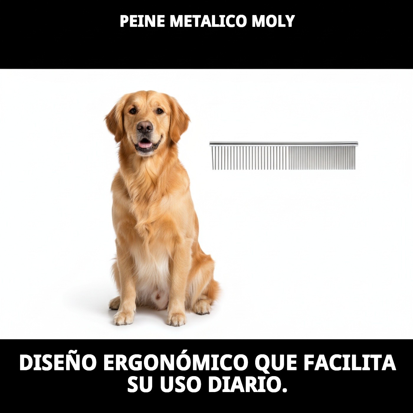 Peine Metálico Moly | Peine Profesional para Desenredar y Definir el Pelaje de Perros y Gatos