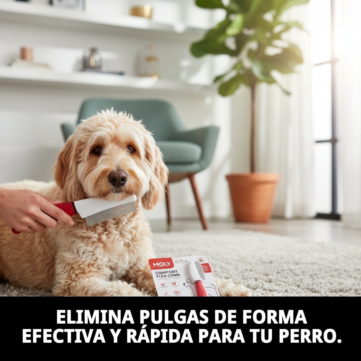 Peine Quitapulgas Moly Confort | Eliminación Precisa de Pulgas, Huevos y Suciedad en Perros y Gatos