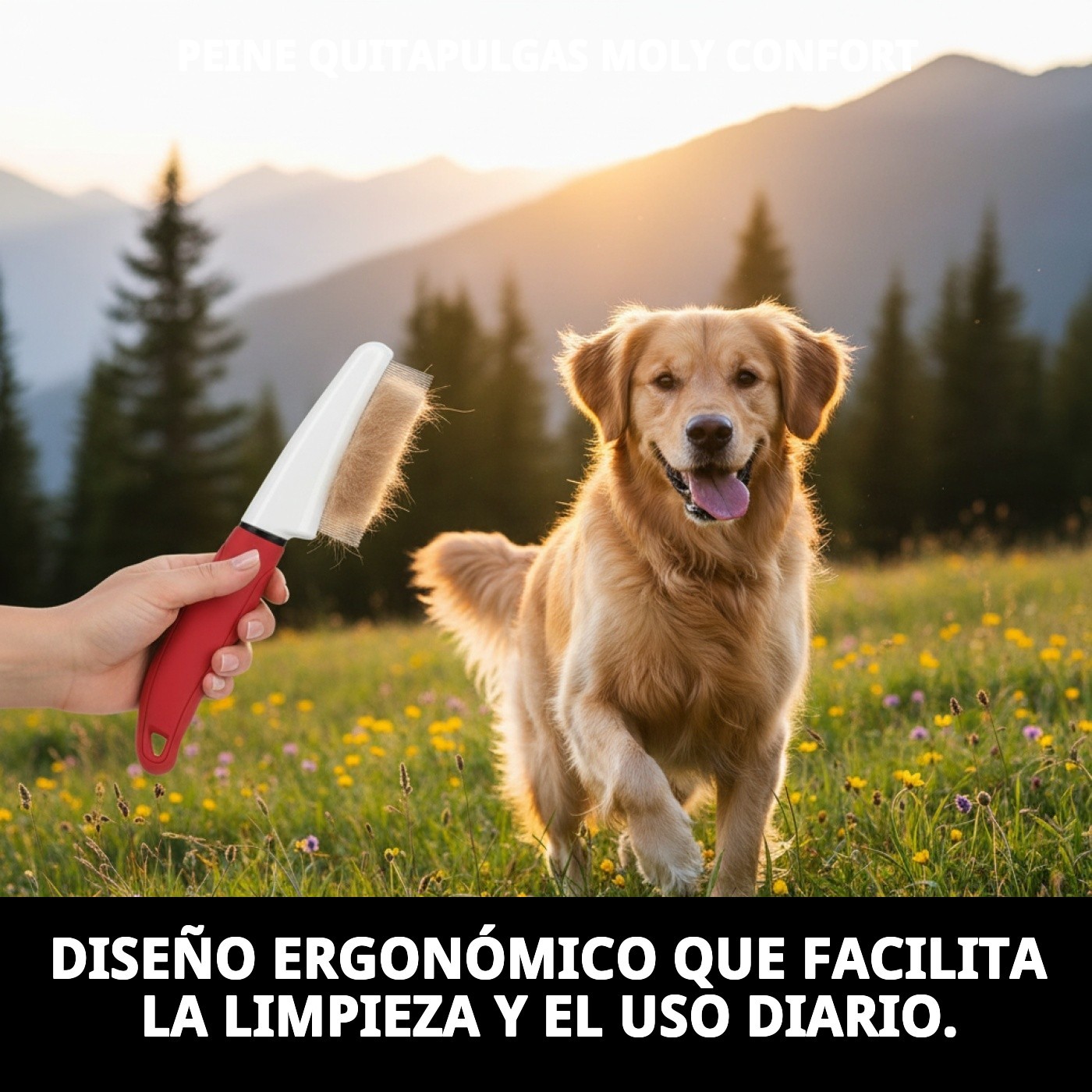 Peine Quitapulgas Moly Confort | Eliminación Precisa de Pulgas, Huevos y Suciedad en Perros y Gatos