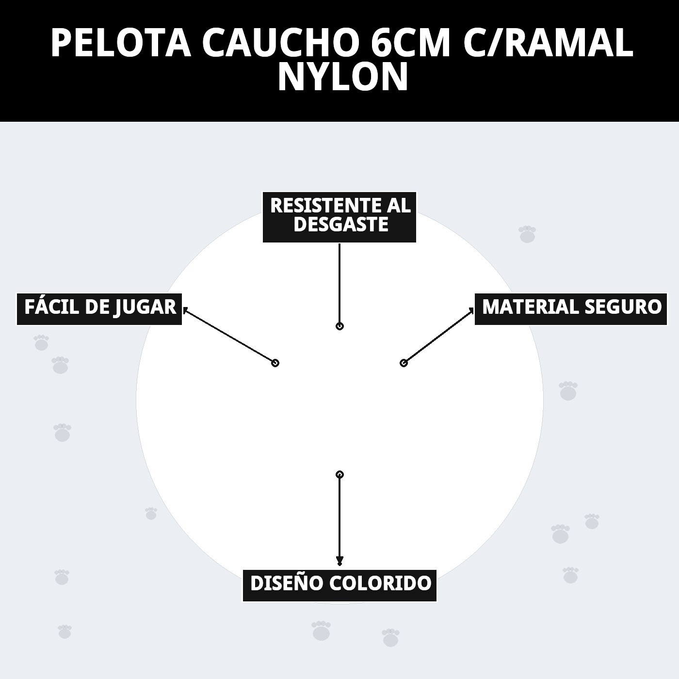 PELOTA CAUCHO 6CM C/RAMAL NYLON