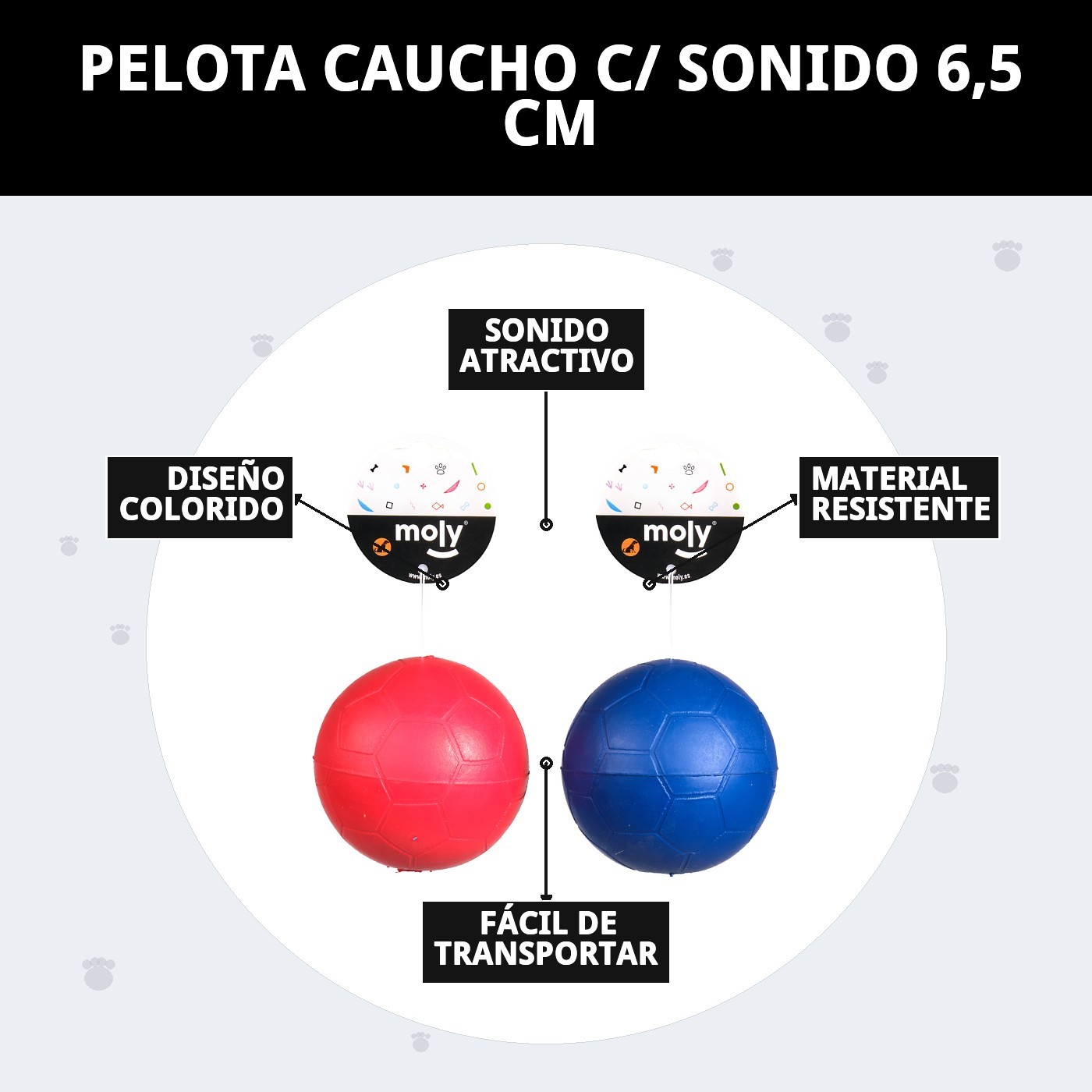 PELOTA CAUCHO C/ SONIDO 6,5 CM