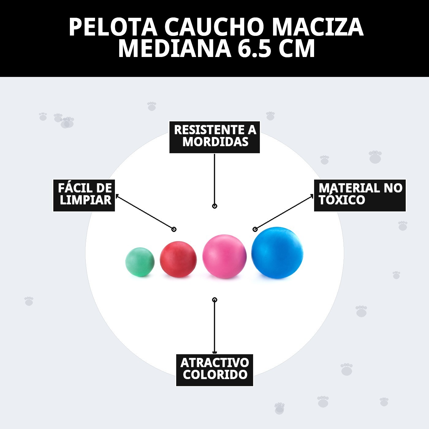 PELOTA CAUCHO MACIZA MEDIANA 6.5 CM