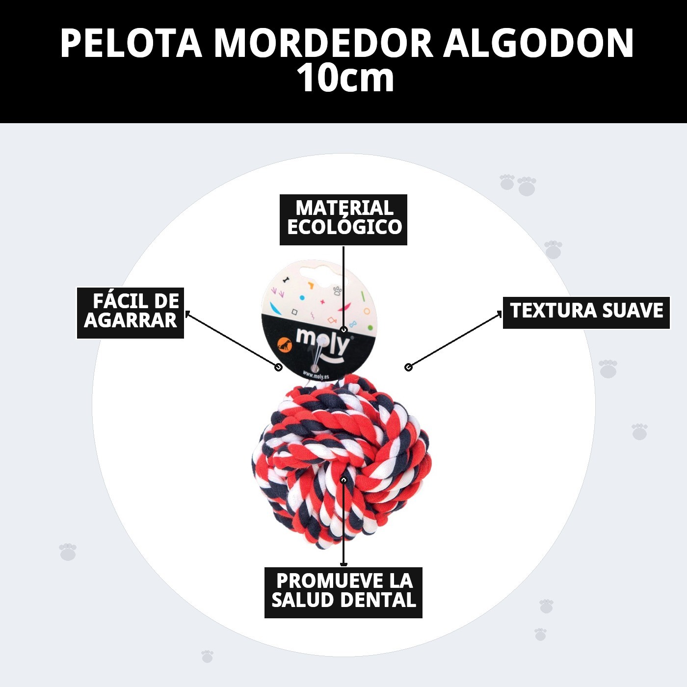 PELOTA MORDEDOR ALGODON 10cm