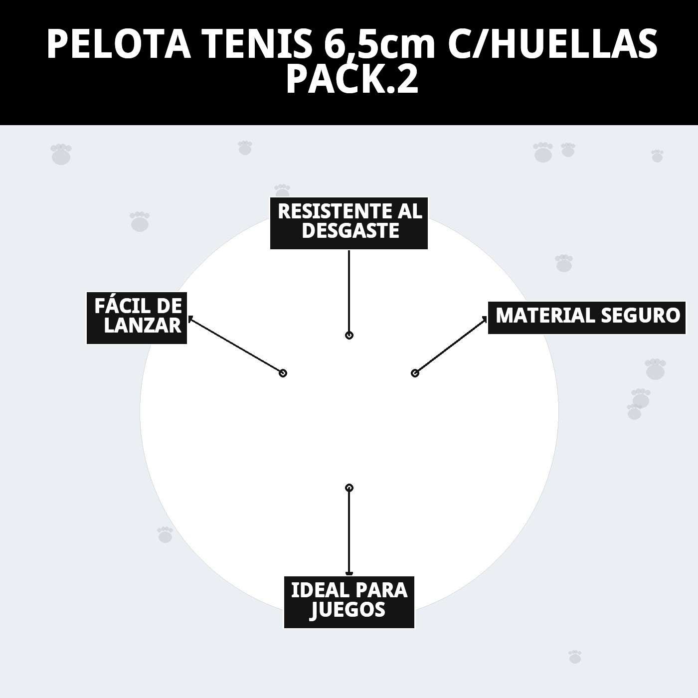 PELOTA TENIS 6,5cm C/HUELLAS PACK.2