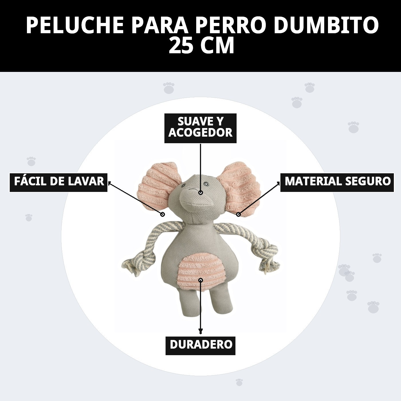 Peluche Dumbito para Perros 25 cm Moly | Juguete Suave con Sonido y Súper Tierno