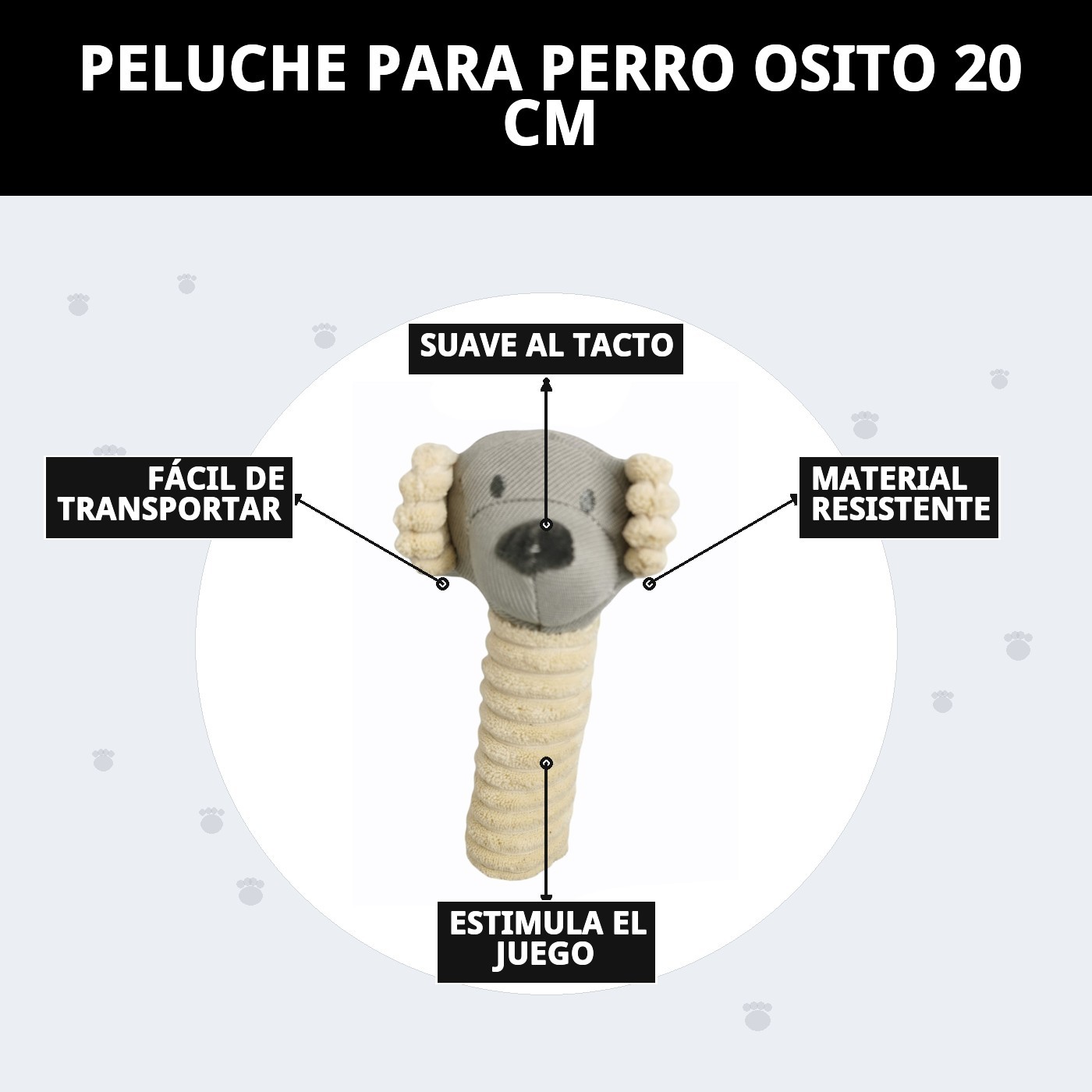 Peluche Osito para Perros 20 cm Moly | Juguete Suave con Sonido, Ideal para Masticar y Abrazar