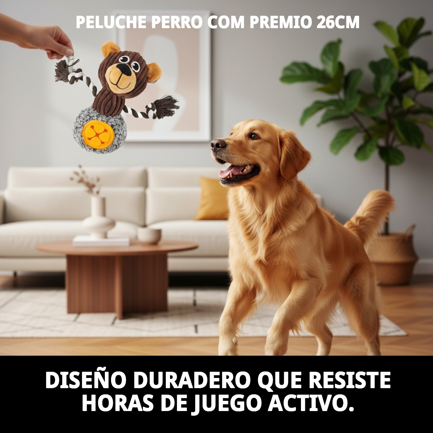 Peluche para Perros con Premio 26 cm Moly | Juguete Interactivo Rellenable y Súper Divertido