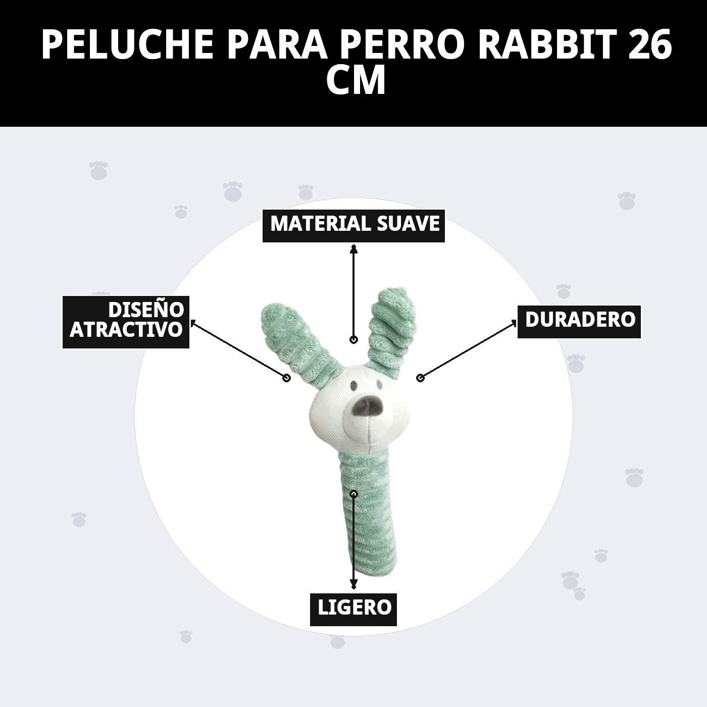 Peluche Rabbit para Perros 26 cm Moly | Juguete Suave con Sonido, Resistente y Súper Divertido