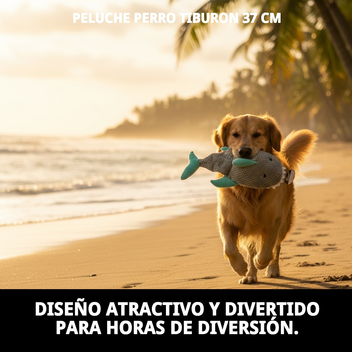 Peluche Tiburón para Perros 37 cm Moly | Juguete Interactivo con Sonido y Súper Suave