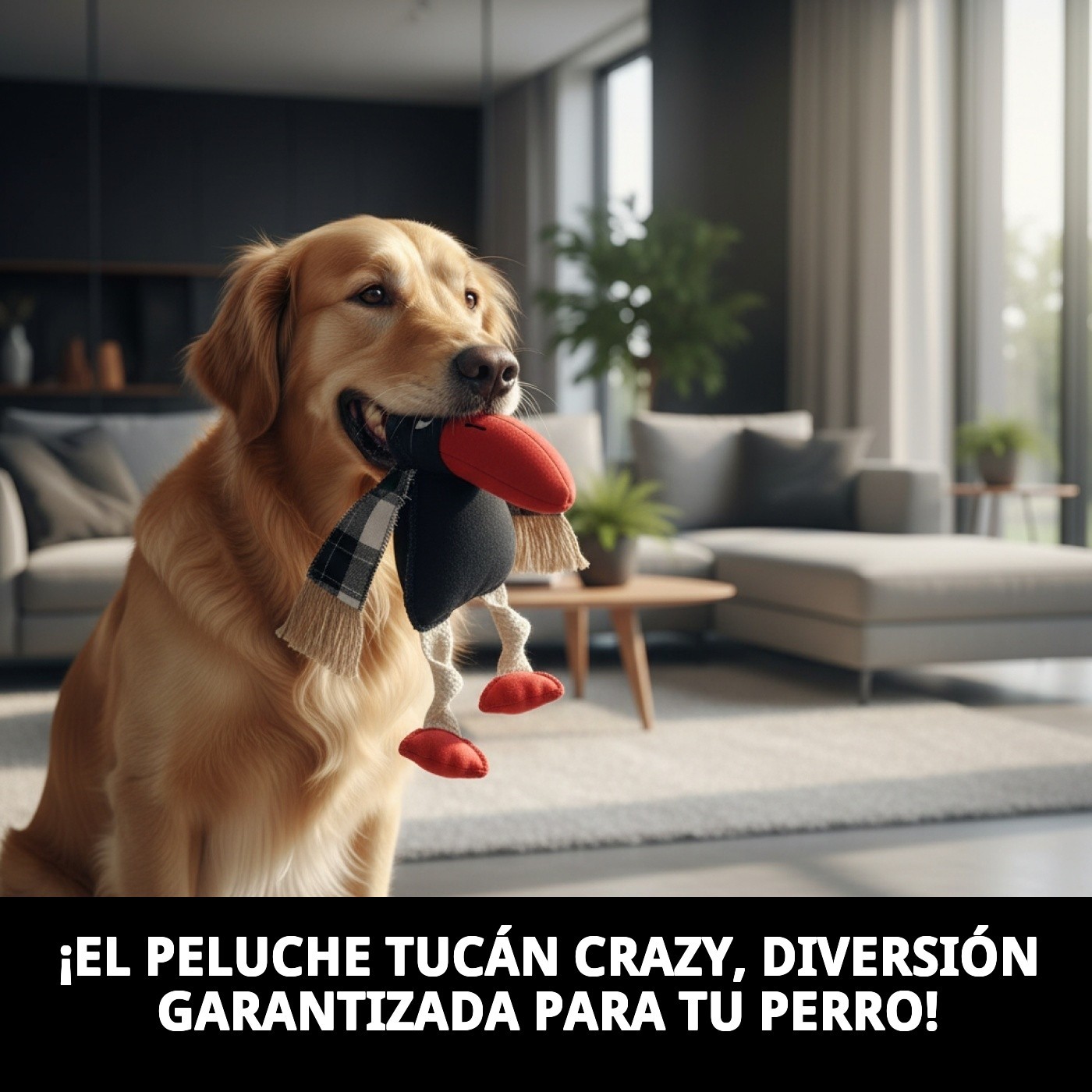 Peluche Tucán Crazy para Perros 33 cm Moly | Juguete Suave con Sonido y Súper Divertido