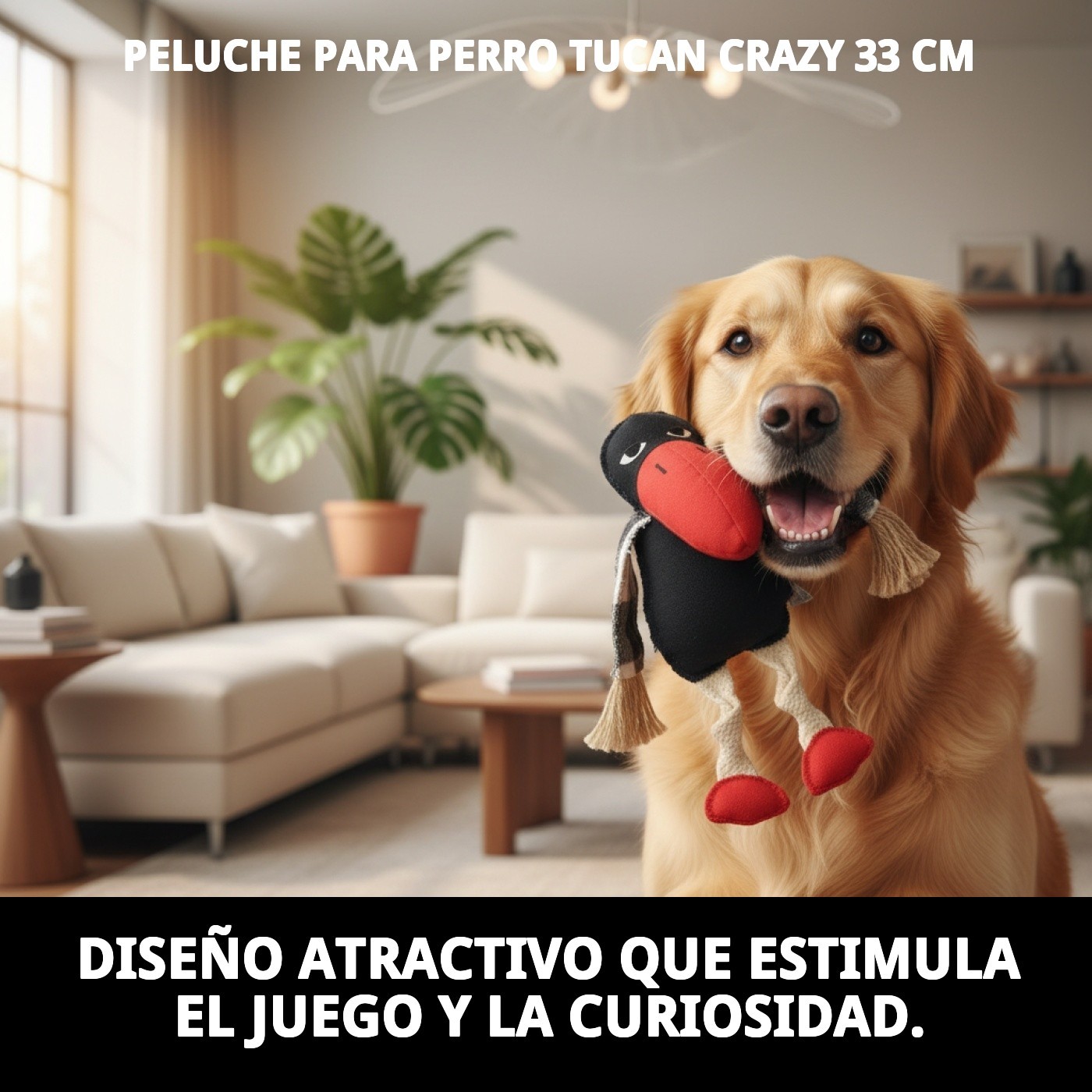 Peluche Tucán Crazy para Perros 33 cm Moly | Juguete Suave con Sonido y Súper Divertido