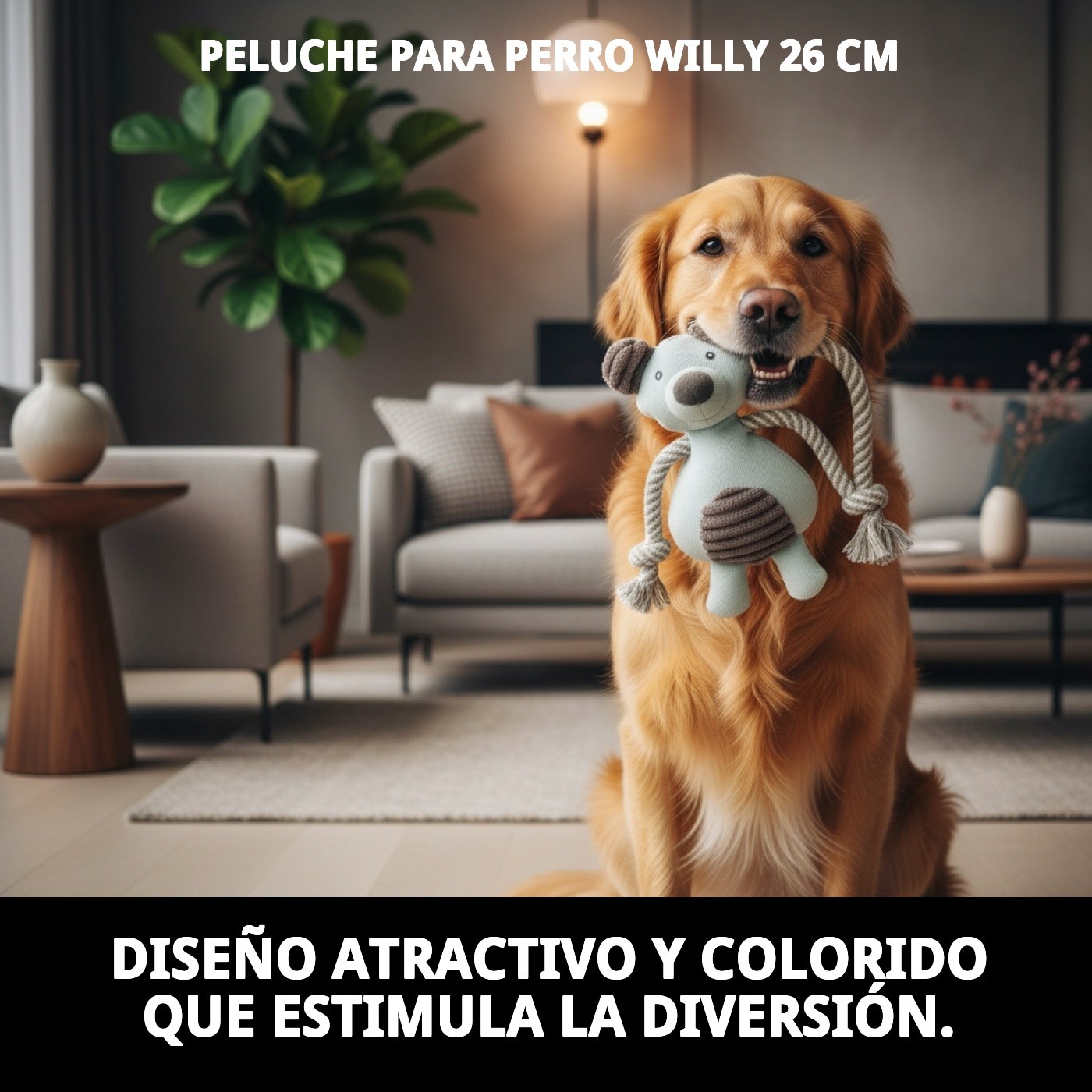 Peluche Willy para Perros 26 cm Moly | Juguete Suave con Sonido y Súper Resistente