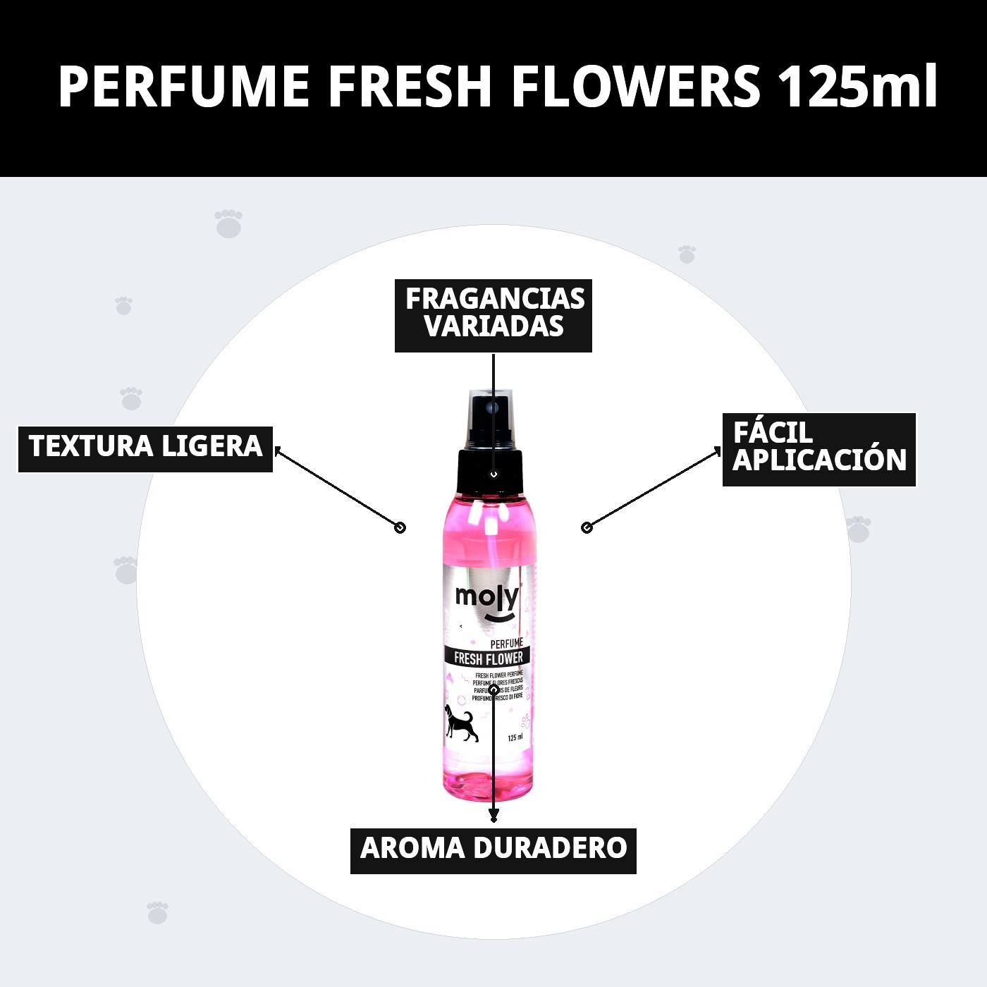 Perfume Fresh Flowers 125 ml Moly | Aroma Floral Suave y Duradero para Perros