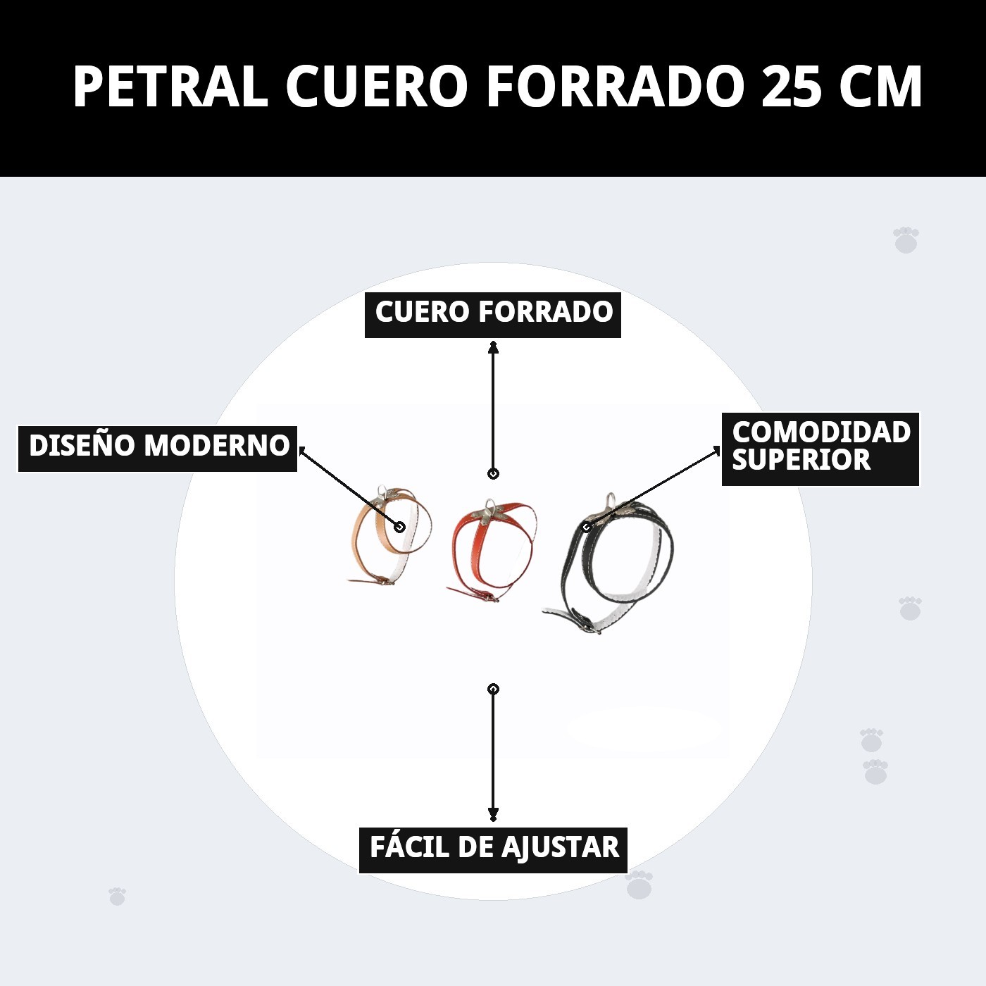 PETRAL CUERO FORRADO  25 CM