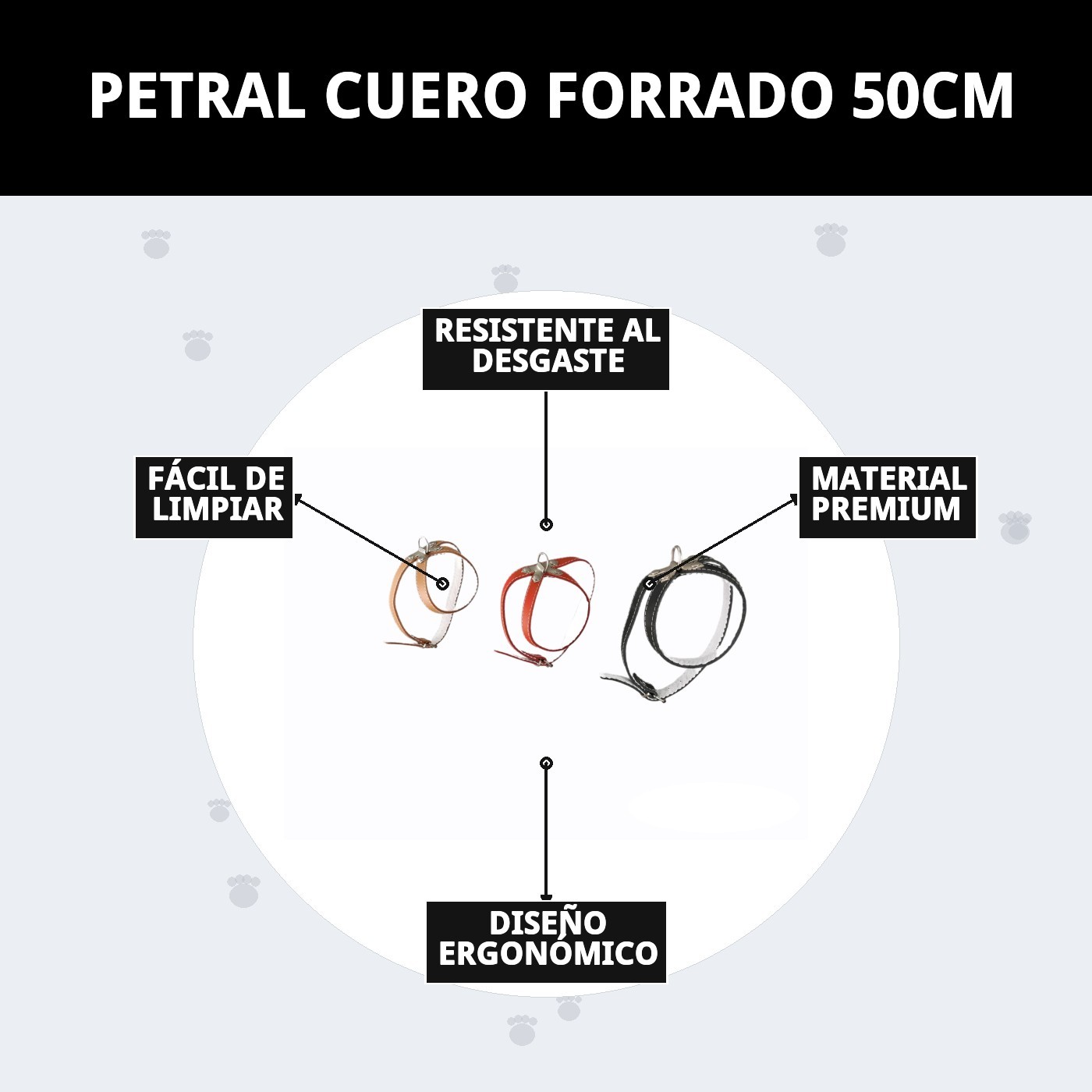 PETRAL CUERO FORRADO 50CM