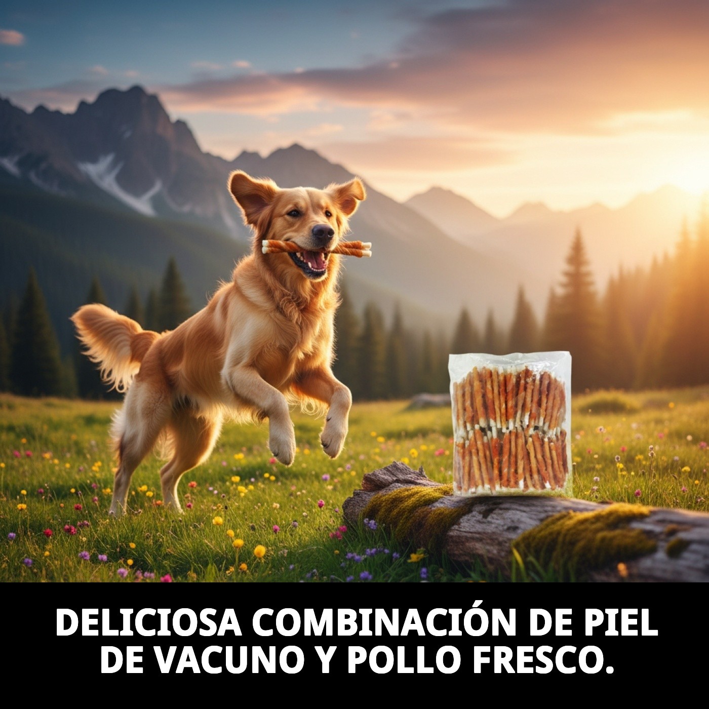 Piel de Vacuno Natural con Filete de Pollo de Corral 1 kg | Snack Natural en Granel para Perros | Alta Proteína Moly