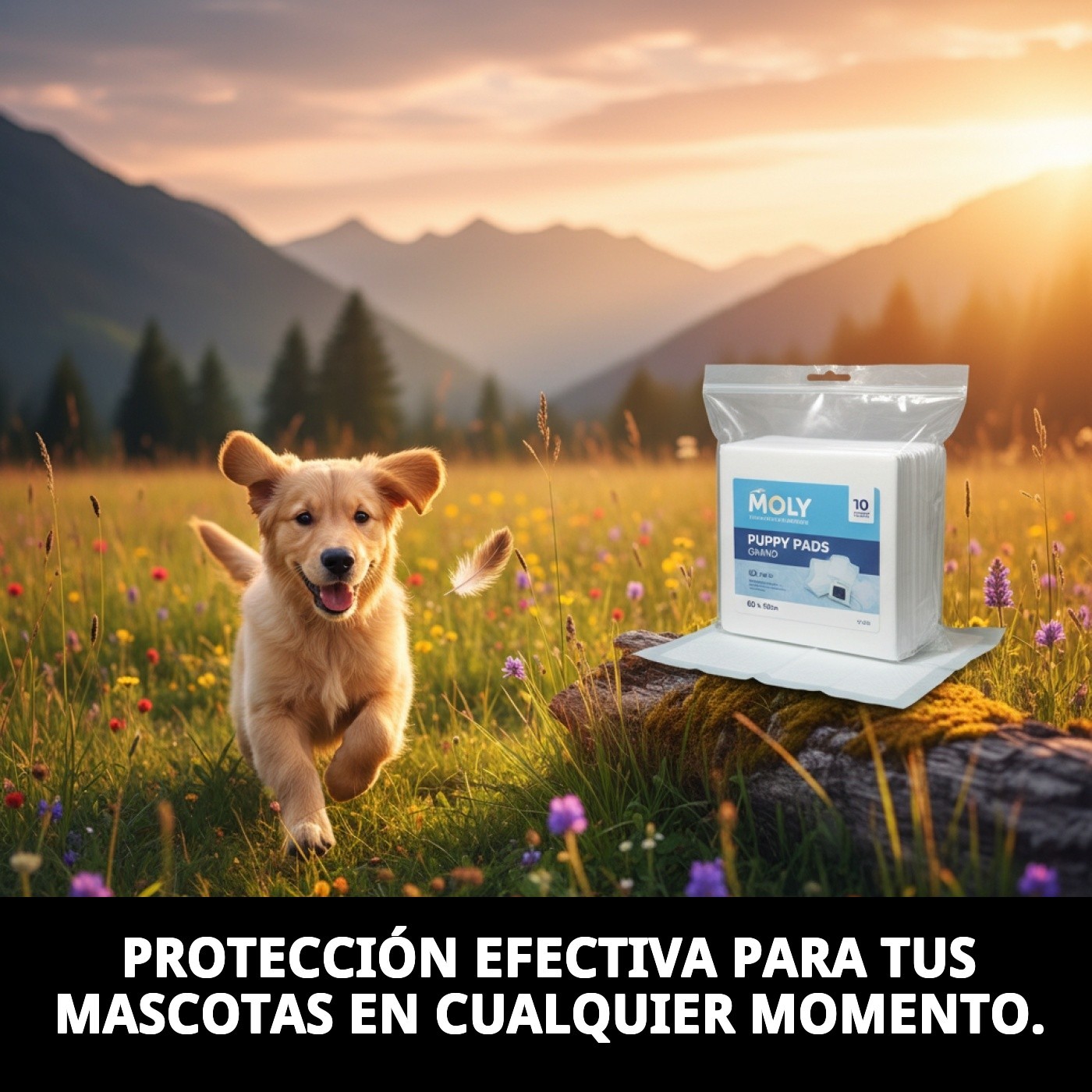 Puppy Pads Grandes 60x90 cm Moly | Empapadores Ultra Absorbentes para Perros – Pack 10 uds