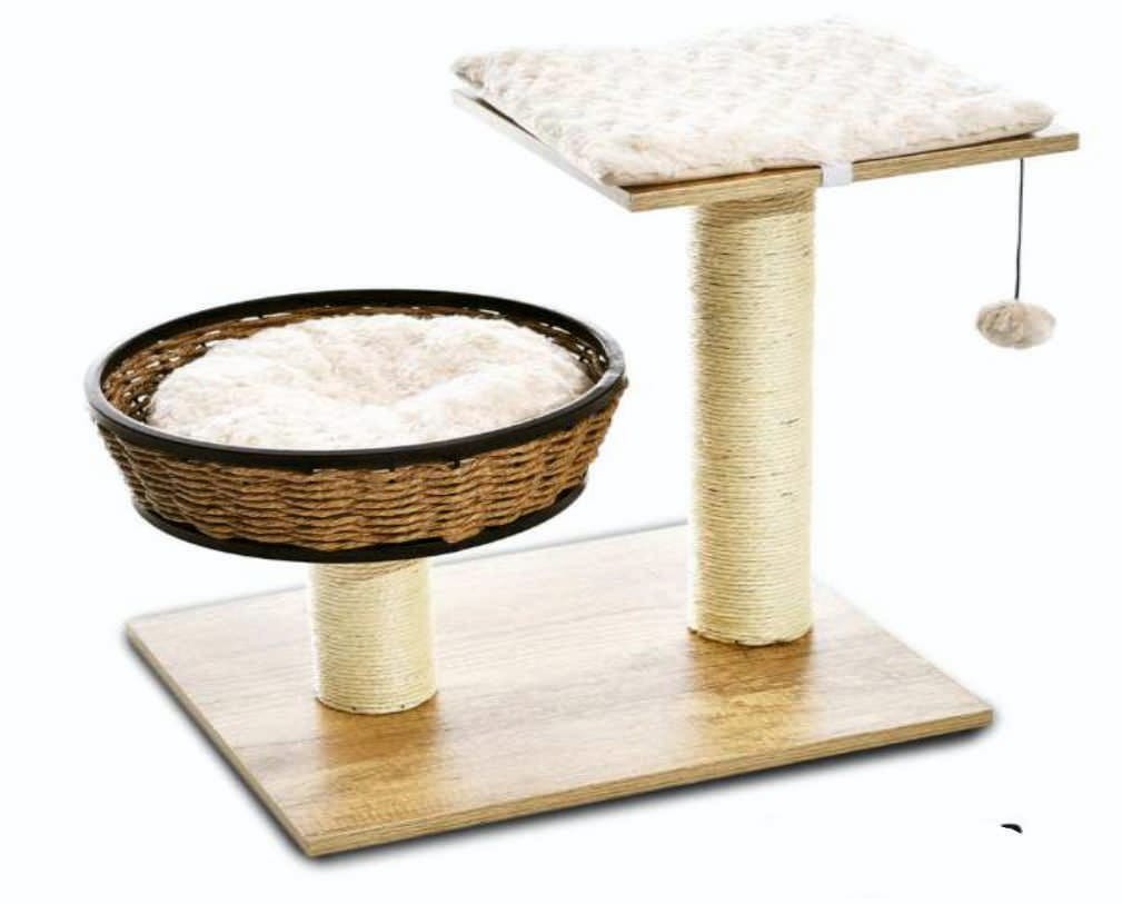 RASCADOR MIMBRE Y MADERA MOD.TOKYO CON DESCANSO 48x39x51cm